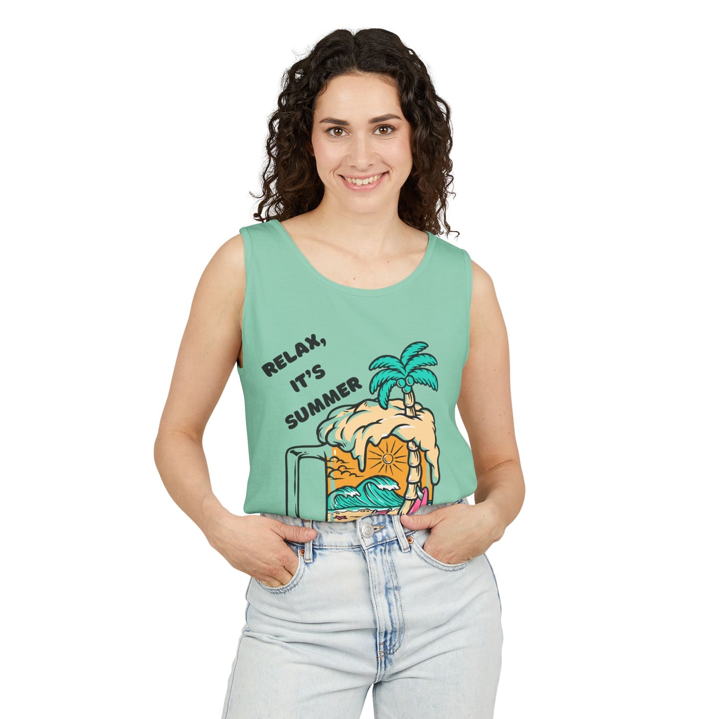 Summer Vibes Tank Top, Relax It's Summer Shirt, Beachwear, Vacation Apparel, Fun Unisex Top