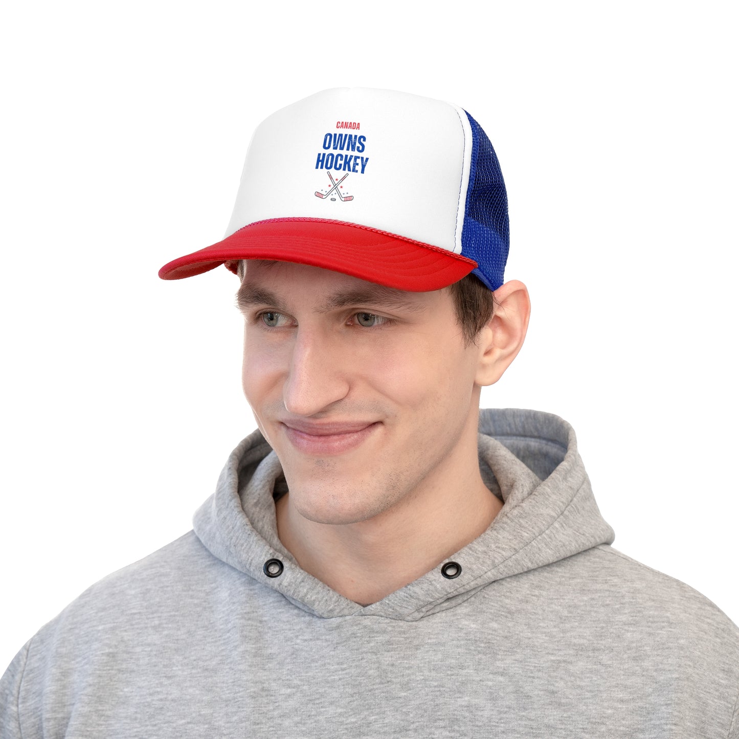 Canada Owns Hockey Trucker Cap - Sporty & Fun Hat for Hockey Lovers