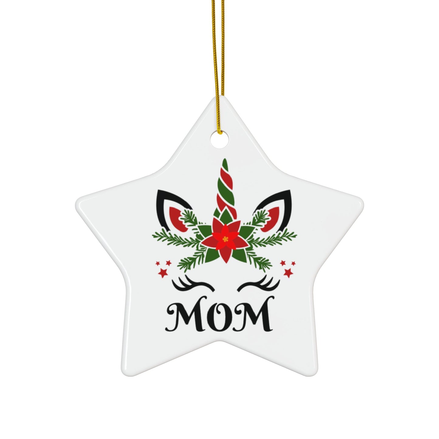 Copy of ‘MOM’ Christmas Unicorn Ceramic Ornaments, 2-Side Print, (1pc, 3pcs, 5pcs, 10pcs)