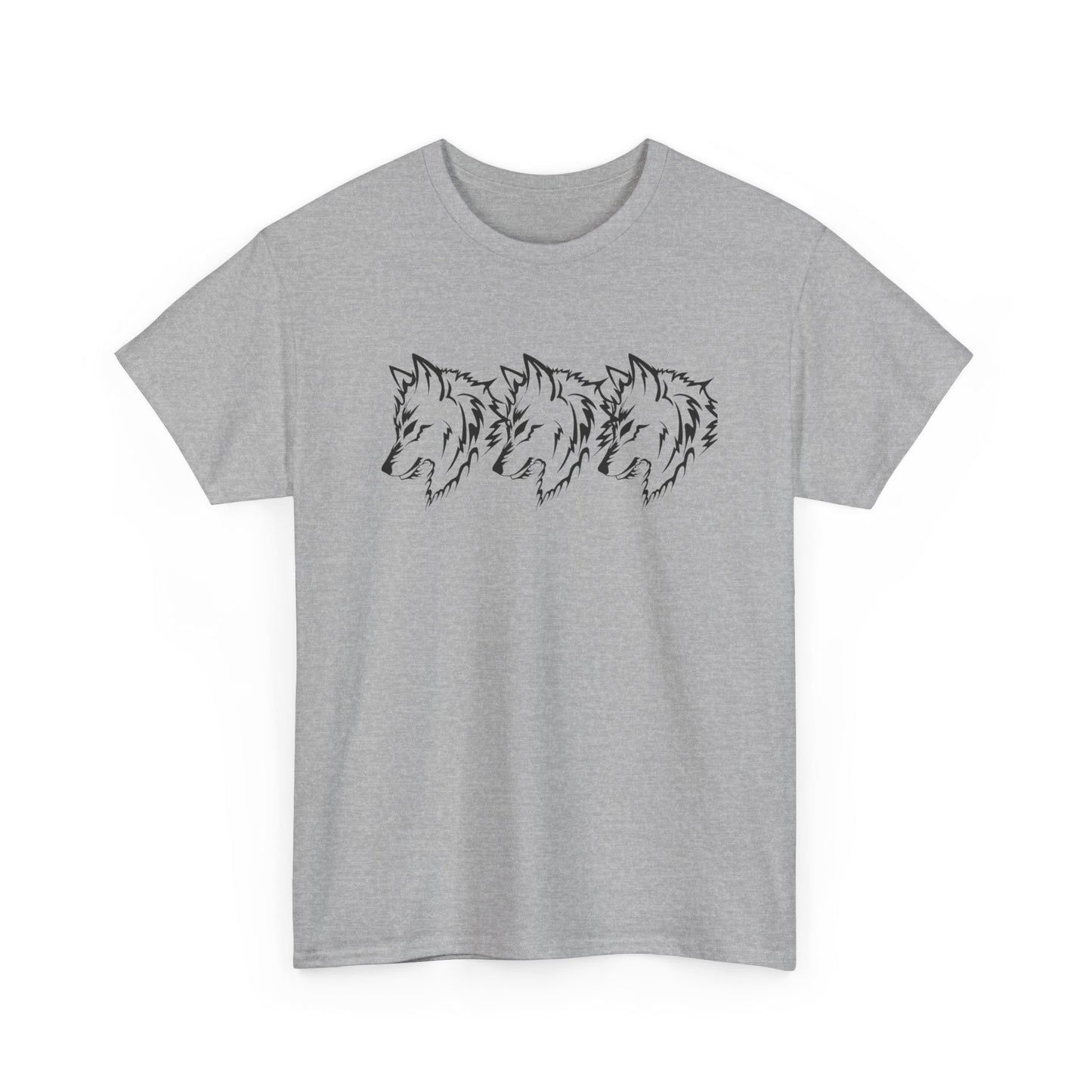 Unisex Heavy Cotton Tee - Minimalist Wolf Design for Nature Lovers