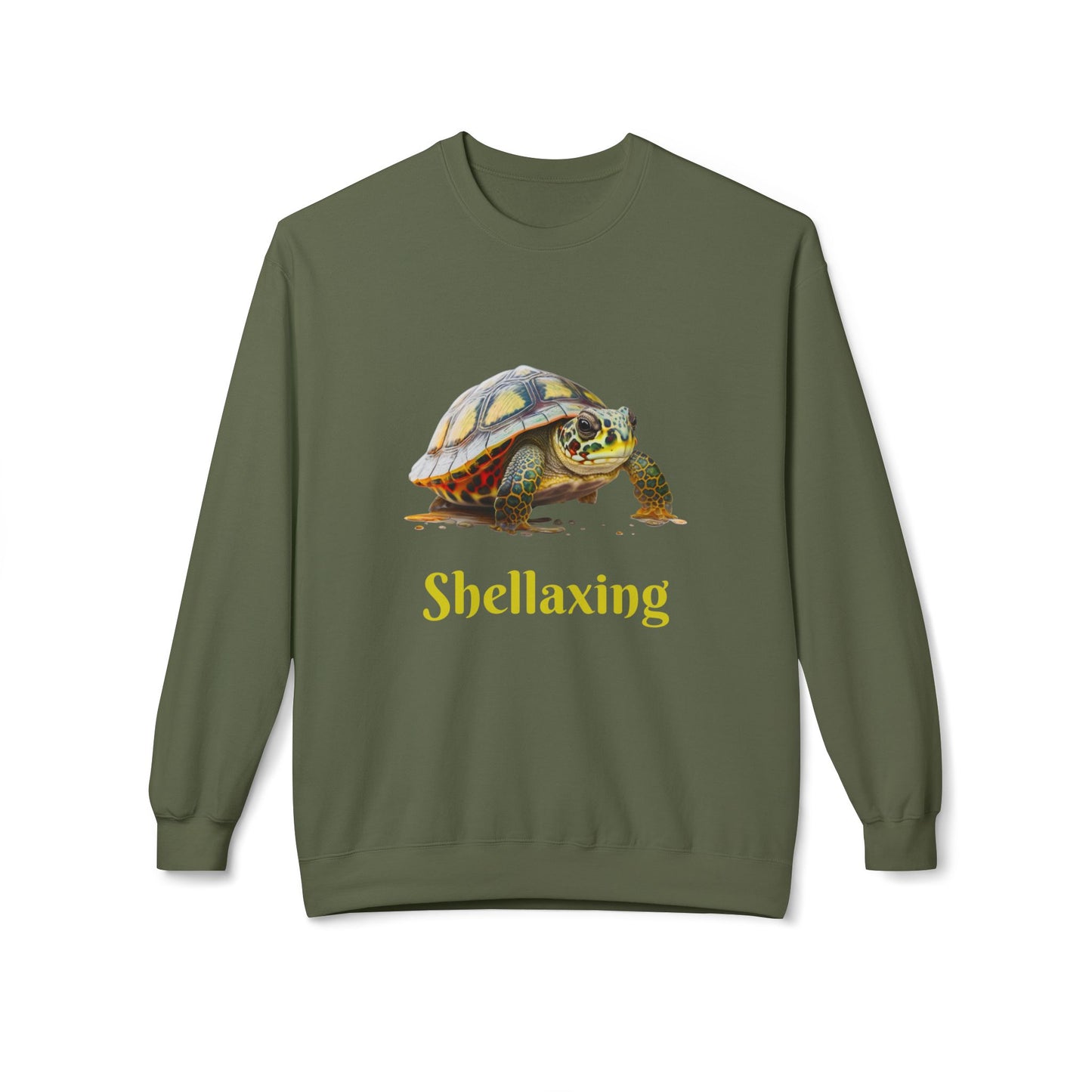 ‘Shellaxing’ Turtle’ Unisex Midweight Softstyle Fleece Crewneck Sweatshirt