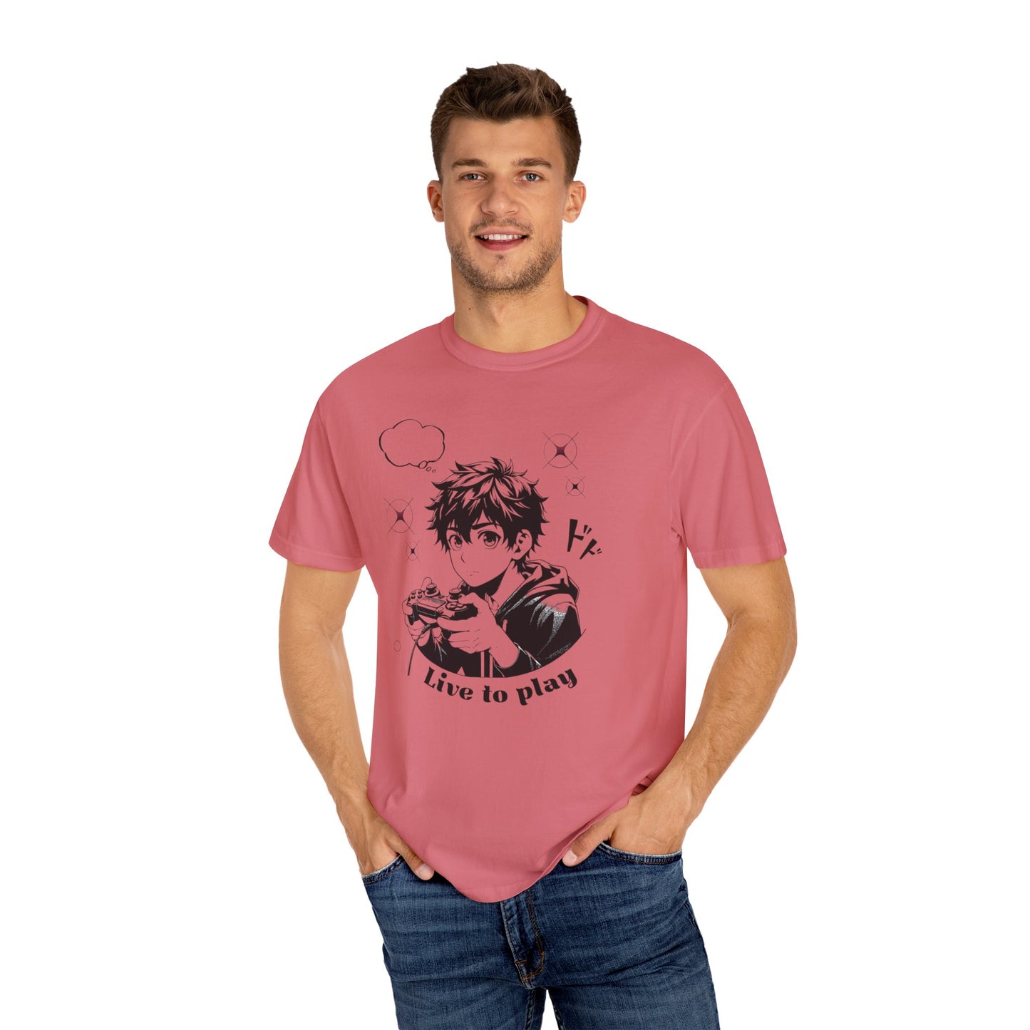 Anime 'Live to Play' Unisex Garment-Dyed T-Shirt