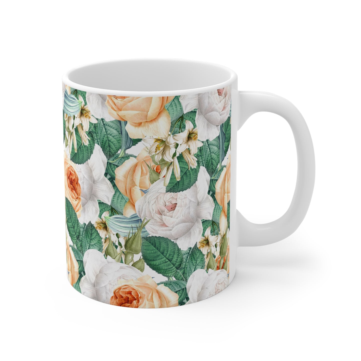 Floral Ceramic Mug(CDA) - Elegant Flower Design for Tea & Coffee Lovers