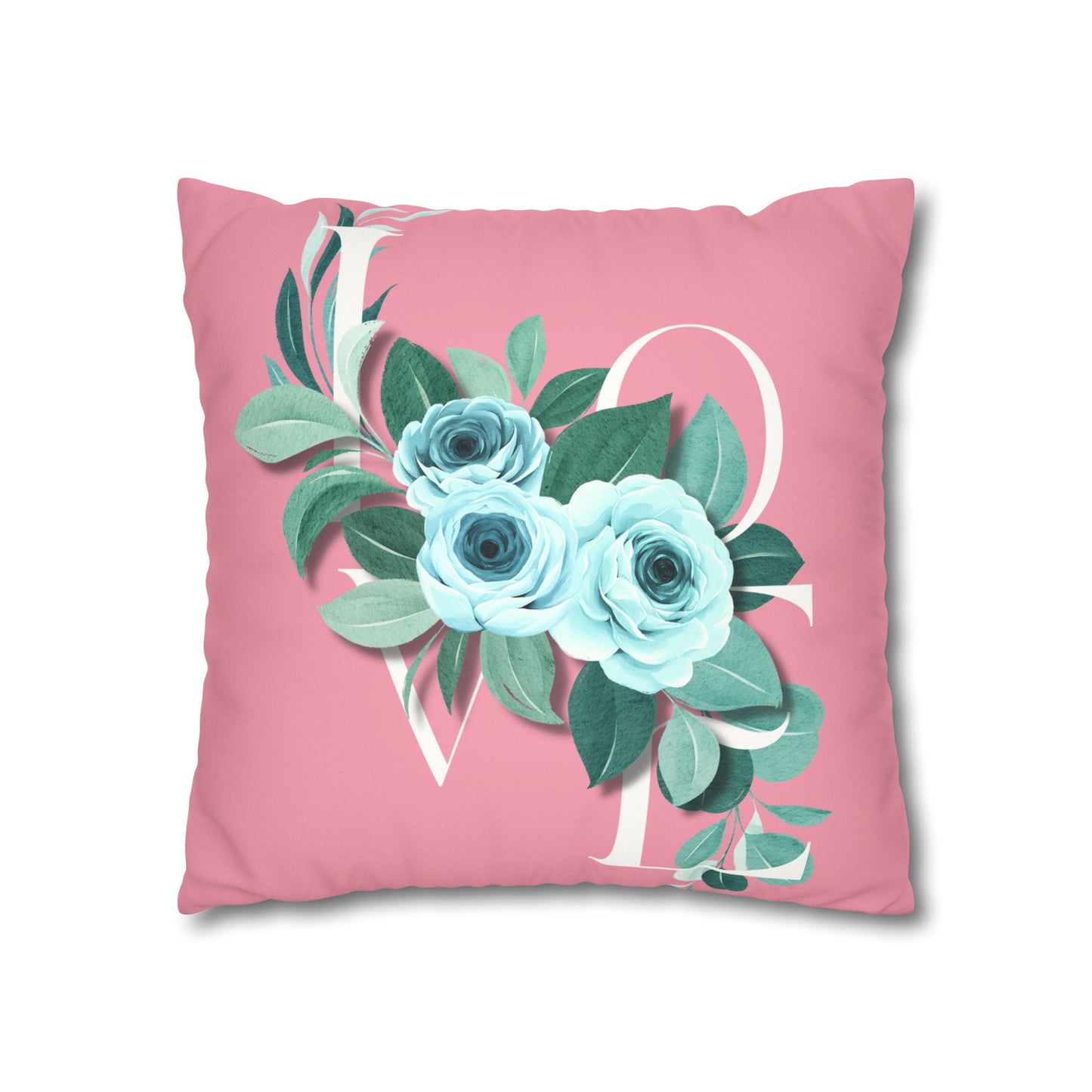 ‘LOVE’ Faux Pink Suede Square Pillowcase