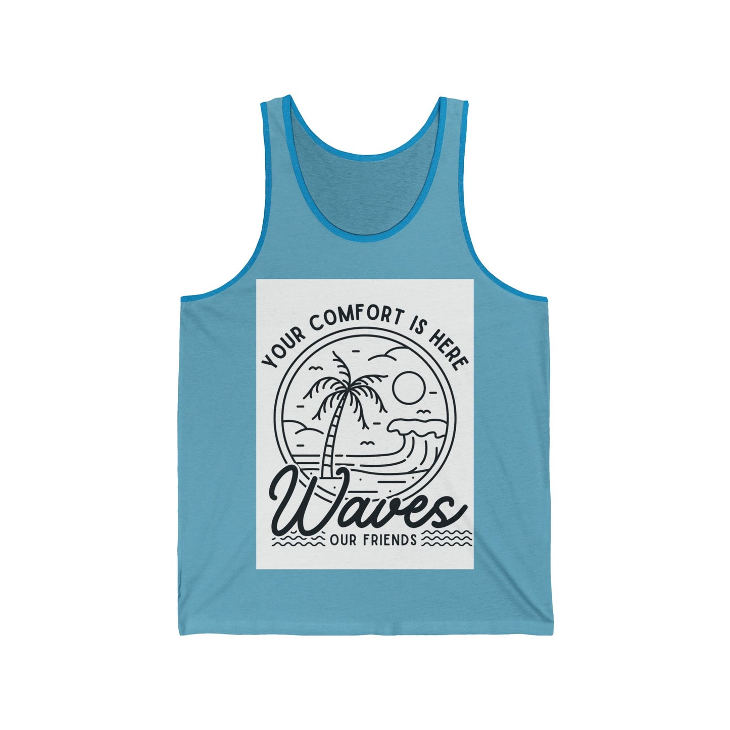 Beach Vibes Unisex Jersey Tank - Summer Wear, Vacation Outfit, Gift for Friends, Casual Style, Relaxed Fit