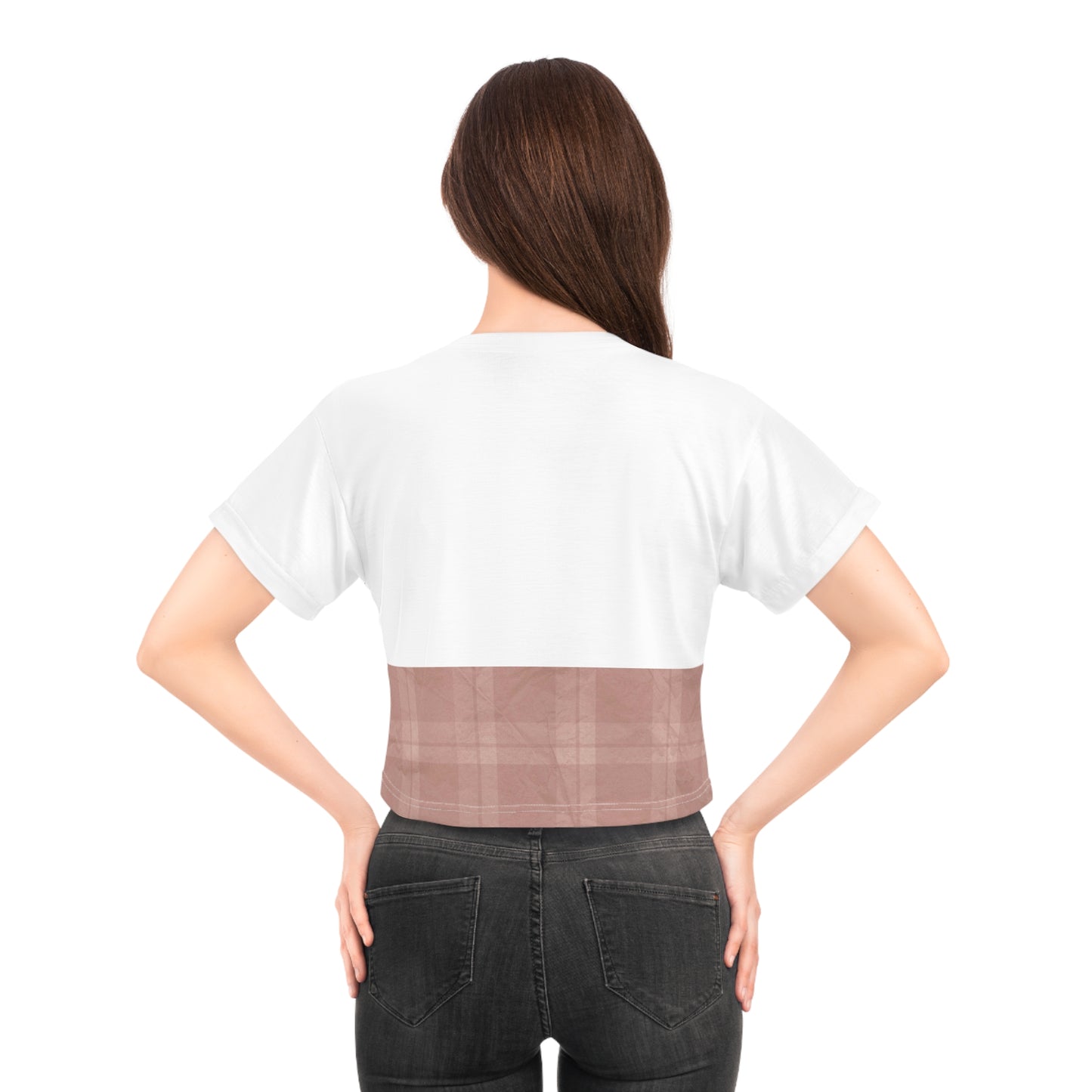‘LIGHT BROWN’ Accent Crop Tee (AOP)