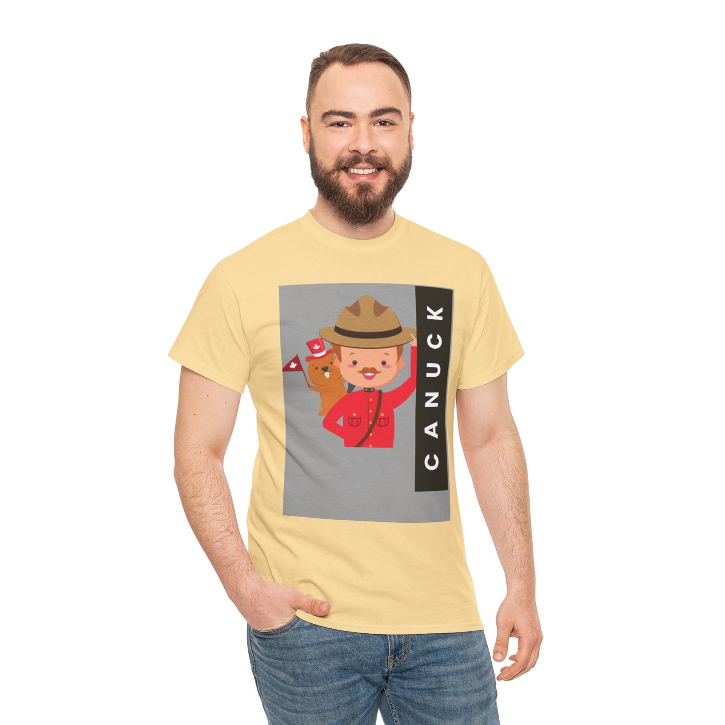 Cute Canuck Bear Unisex Heavy Cotton Tee - Perfect for Canada Day & Winter Celebrations