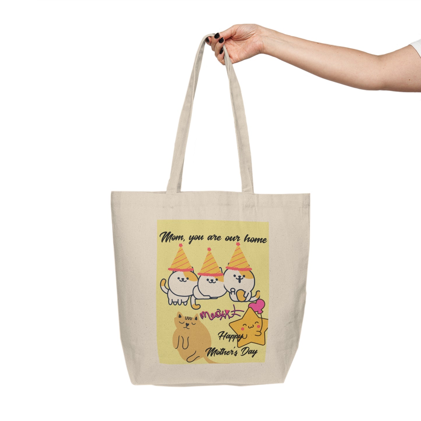 Funny Cat Mom Canvas Shopping Tote - Happy Mother's Day Gift