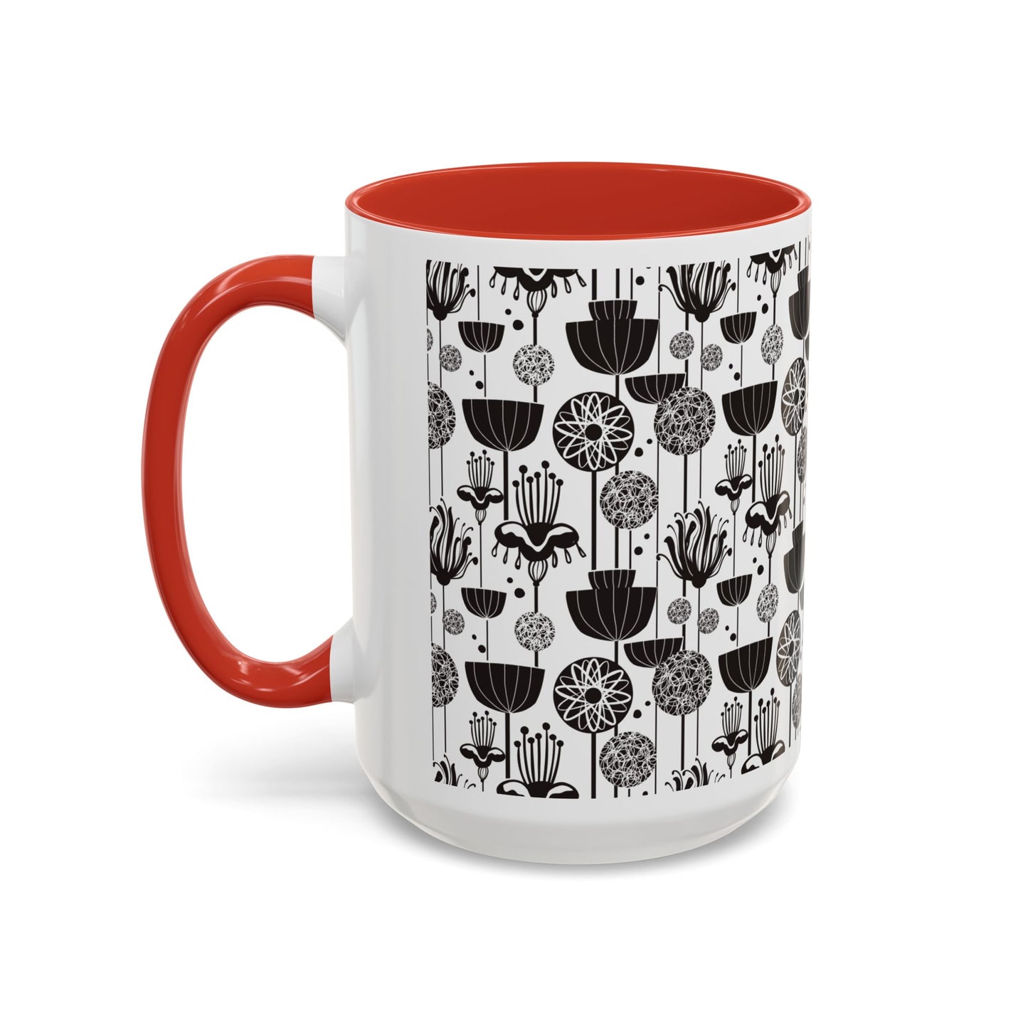 ‘Black & White Flowers’ Accent Coffee Mug (11, 15oz)