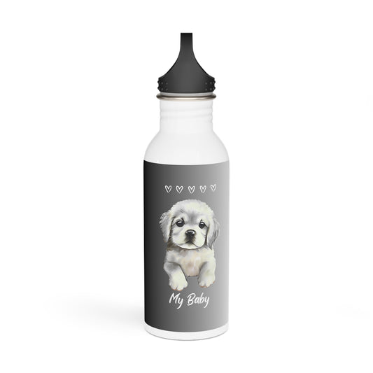 Custom Dog Lover Stainless Steel Water Bottle, Pet Owner Gift, Cute Puppy Design, Travel Mug, Personalized Water Bottle