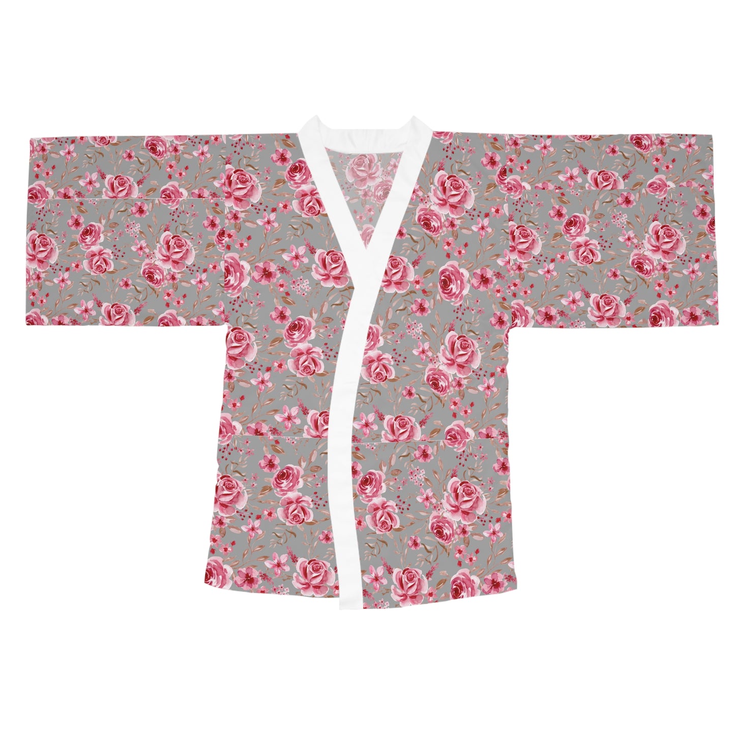 Elegant Floral Long Sleeve Kimono Robe - Perfect for Relaxation & Special Occasions