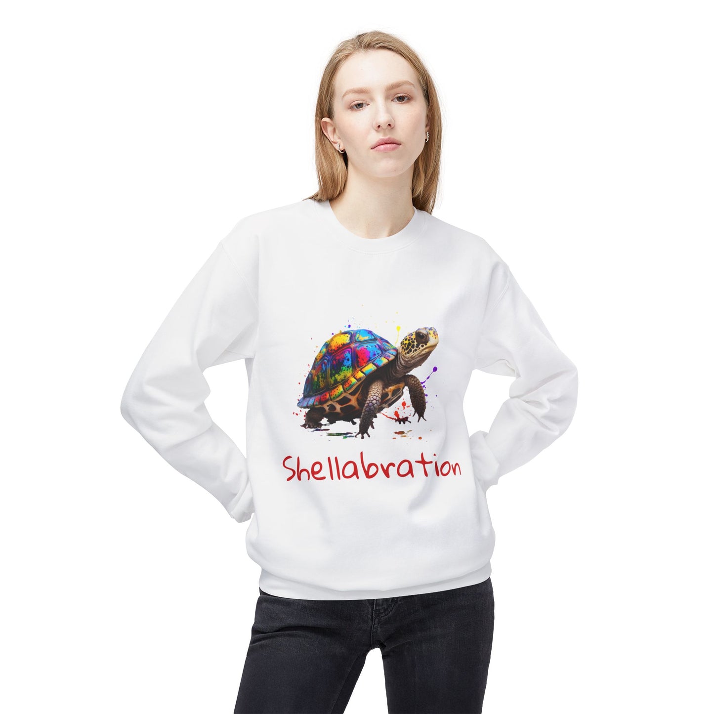 ‘Shellabration’ Turtle Unisex Midweight Softstyle Fleece Crewneck Sweatshirt