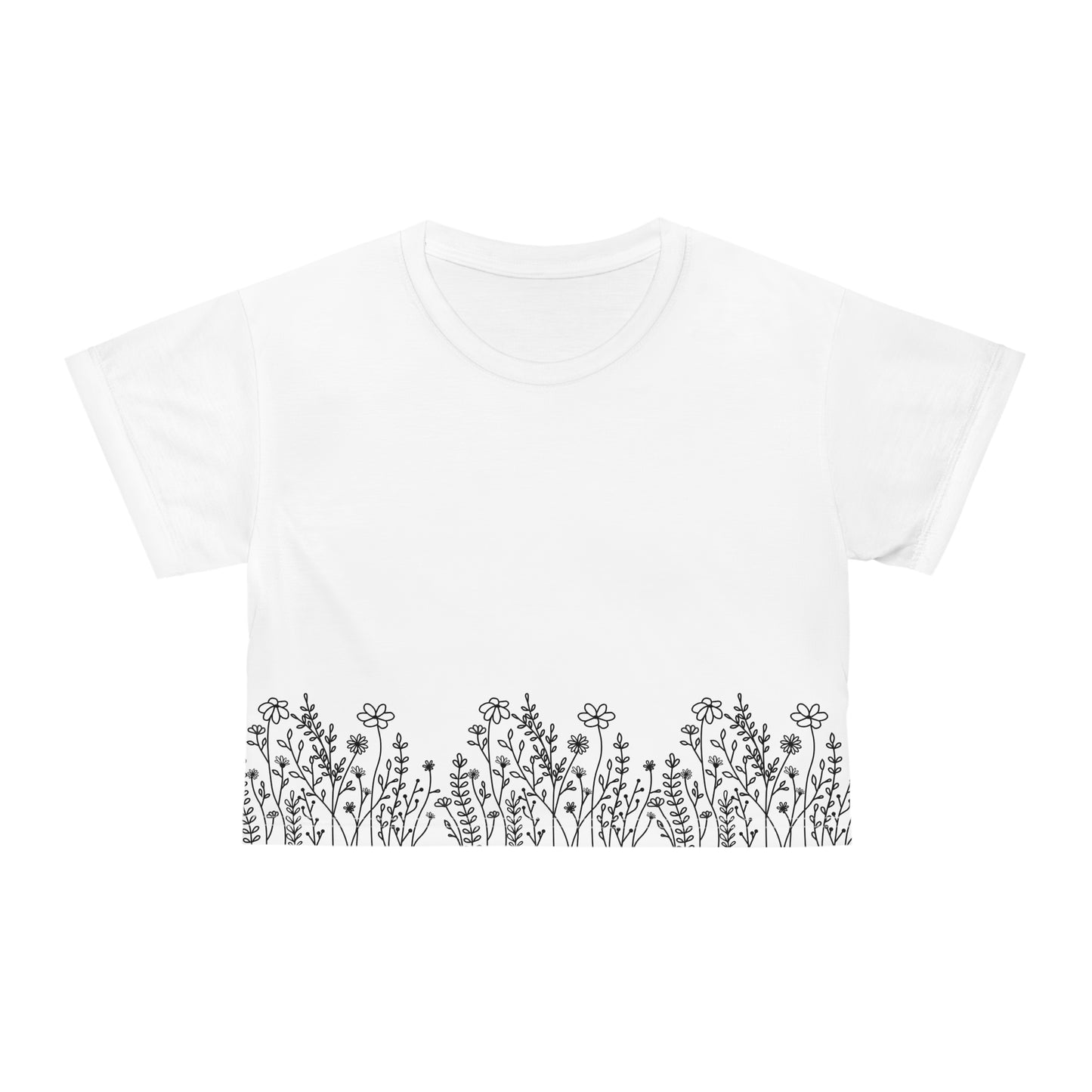 ‘B&W Wildflowers’ Crop Tee (AOP) 100% Poly