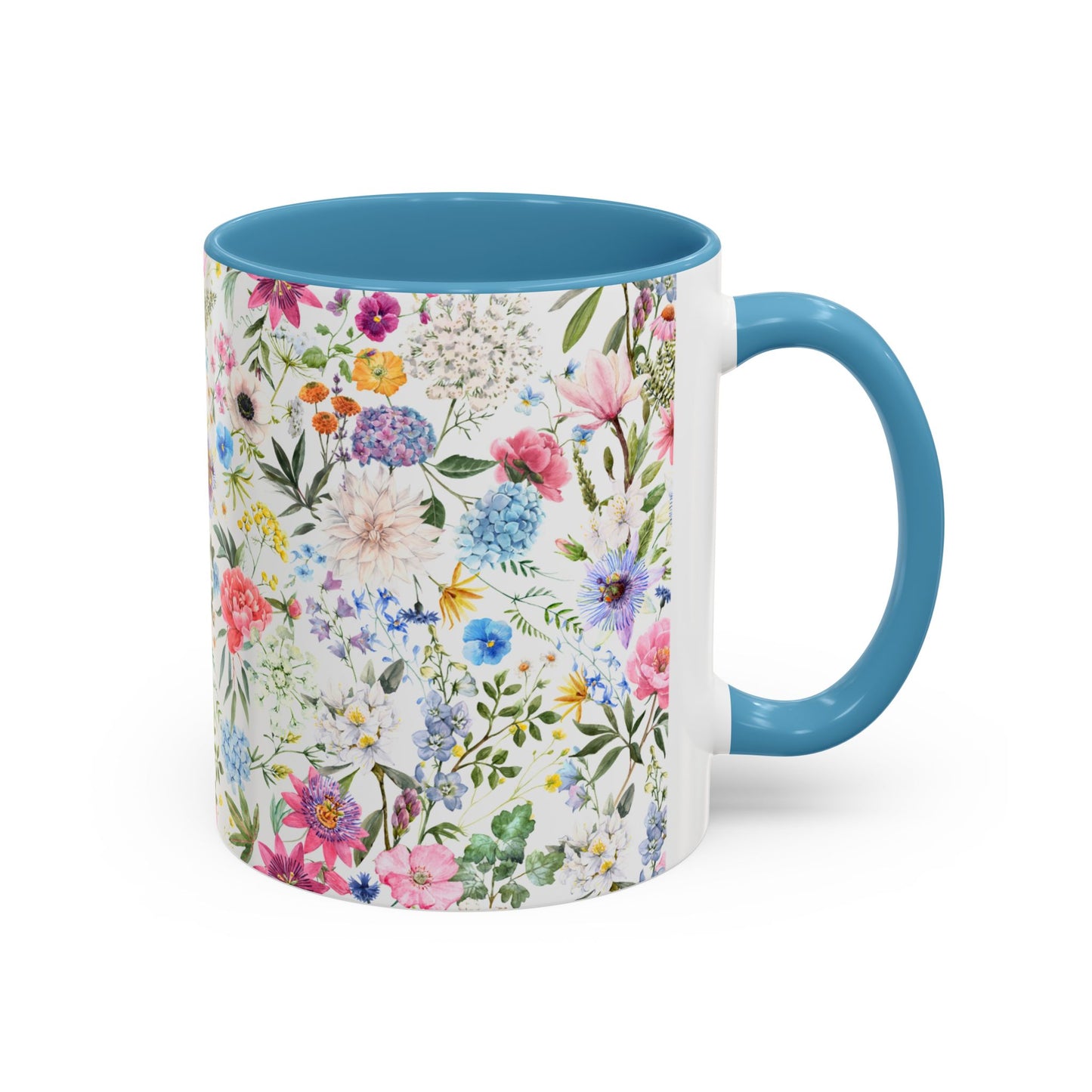 ‘Colourful Flowers’ Accent Coffee Mug (11, 15oz)