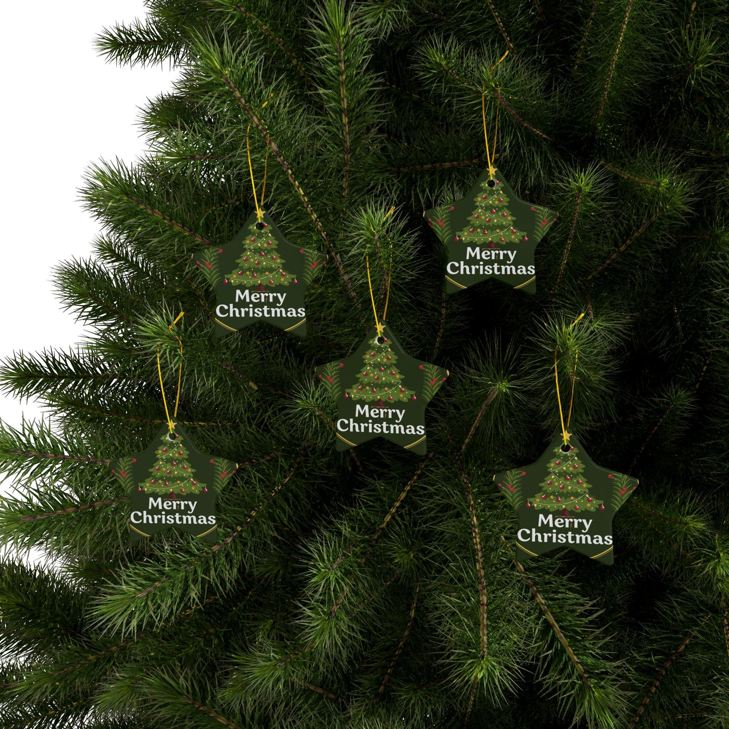 Merry Christmas Ceramic Ornament — Double-Sided Round Holiday Tree Decoration