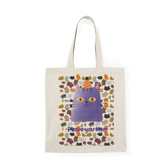 Cat-Themed Tote Bag - "I Love You Mom"