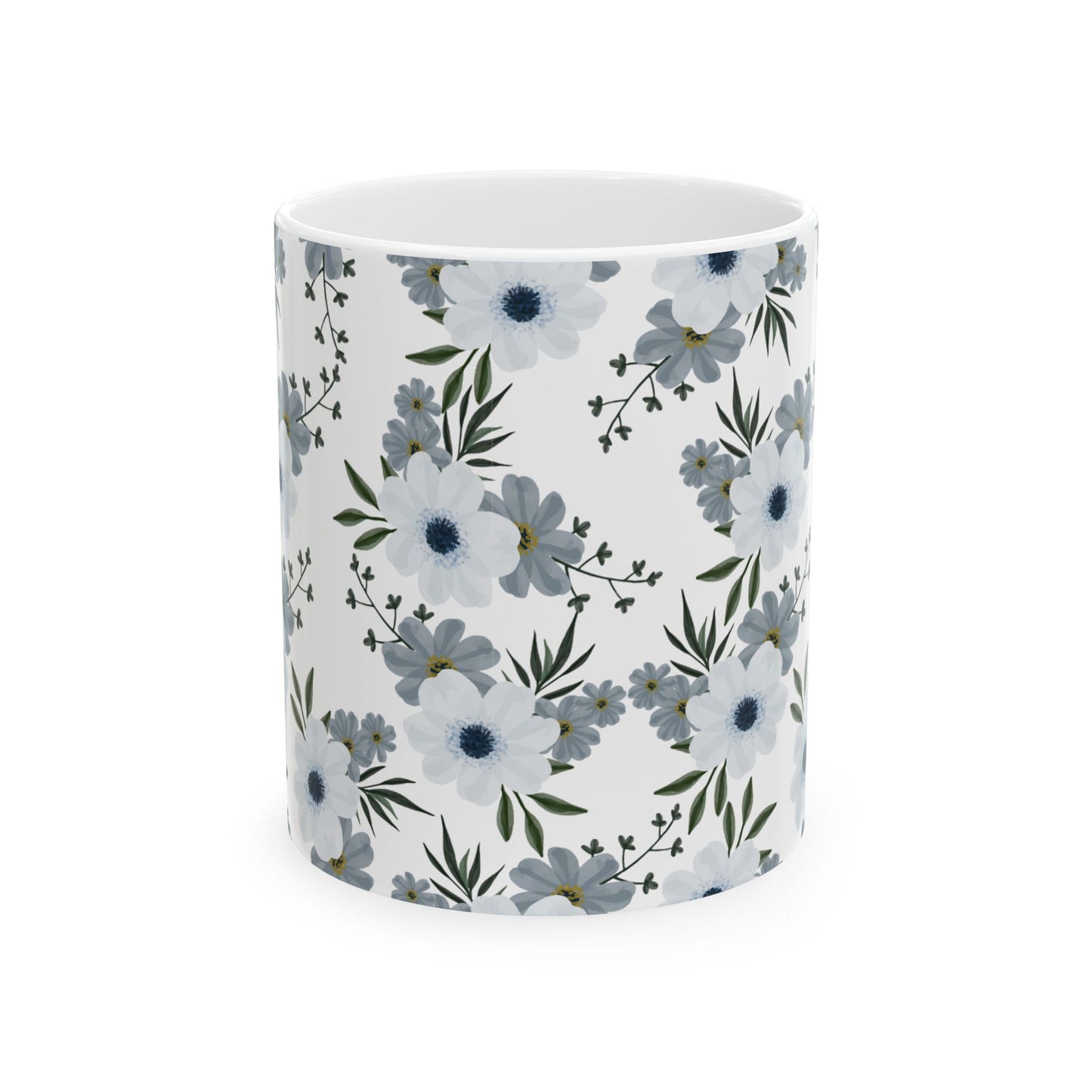 ‘Flowers & Leaves’ Ceramic Mug, (11oz, 15oz)