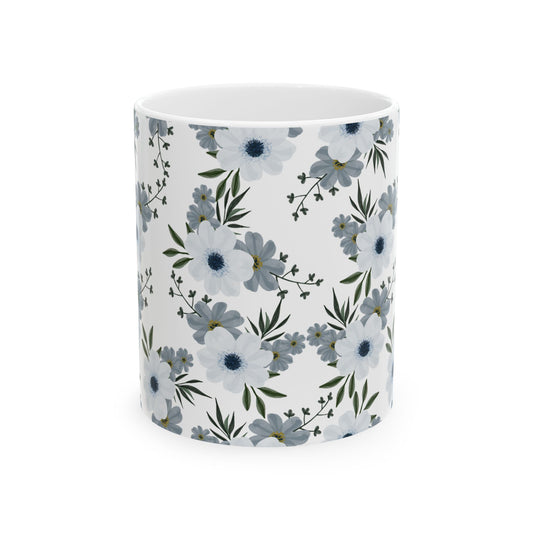 ‘Flowers & Leaves’ Ceramic Mug, (11oz, 15oz)