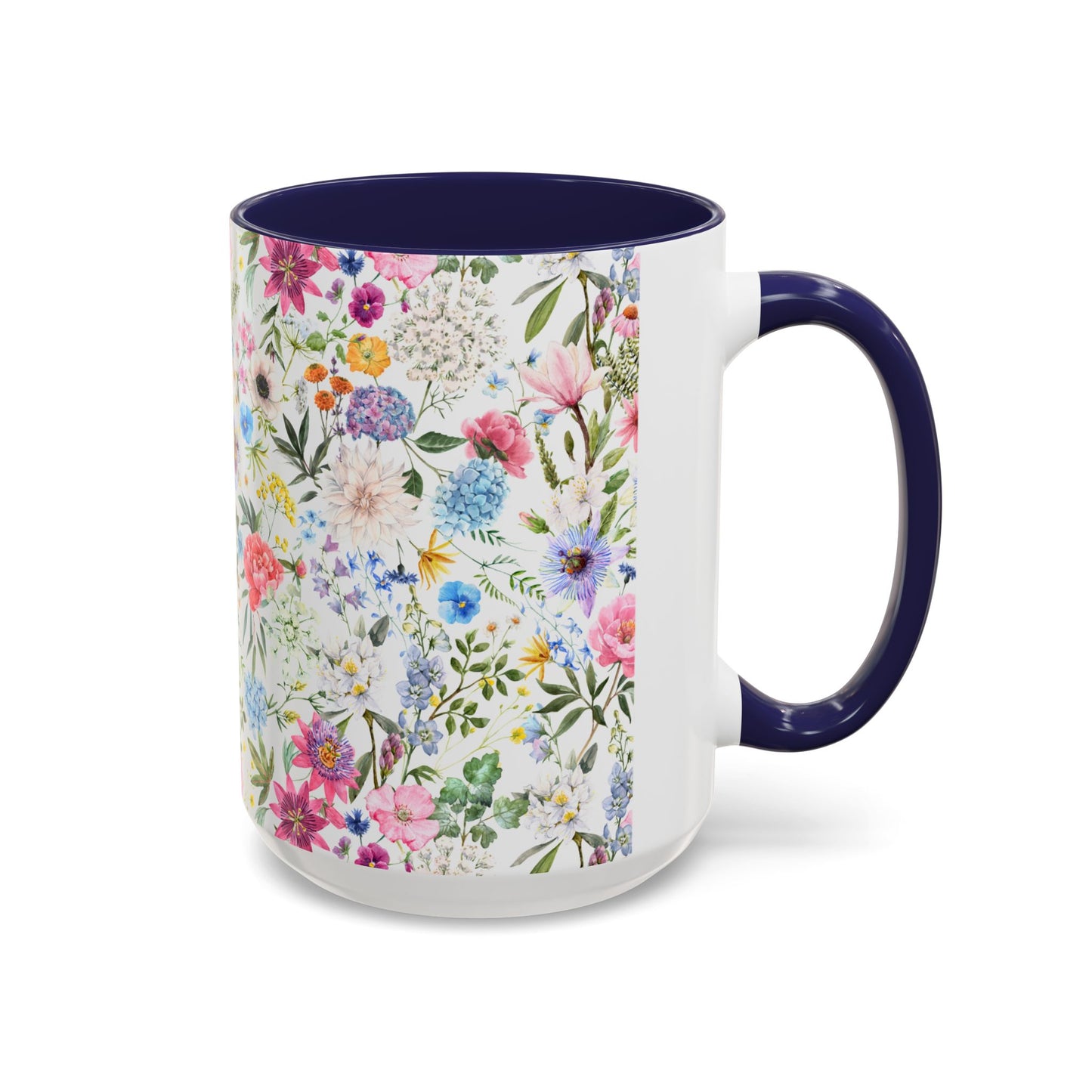 ‘Colourful Flowers’ Accent Coffee Mug (11, 15oz)