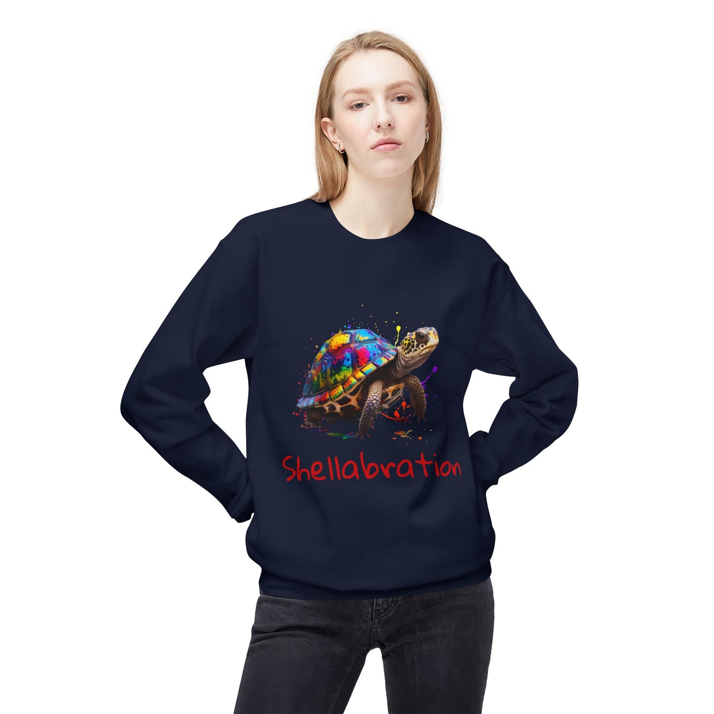 ‘Shellabration’ Turtle Unisex Midweight Softstyle Fleece Crewneck Sweatshirt