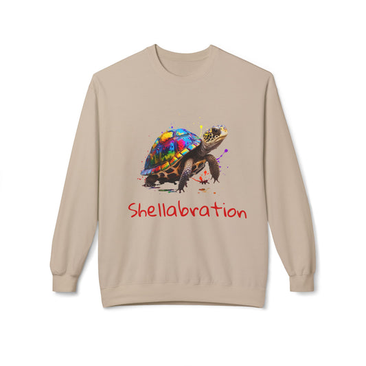 ‘Shellabration’ Turtle Unisex Midweight Softstyle Fleece Crewneck Sweatshirt