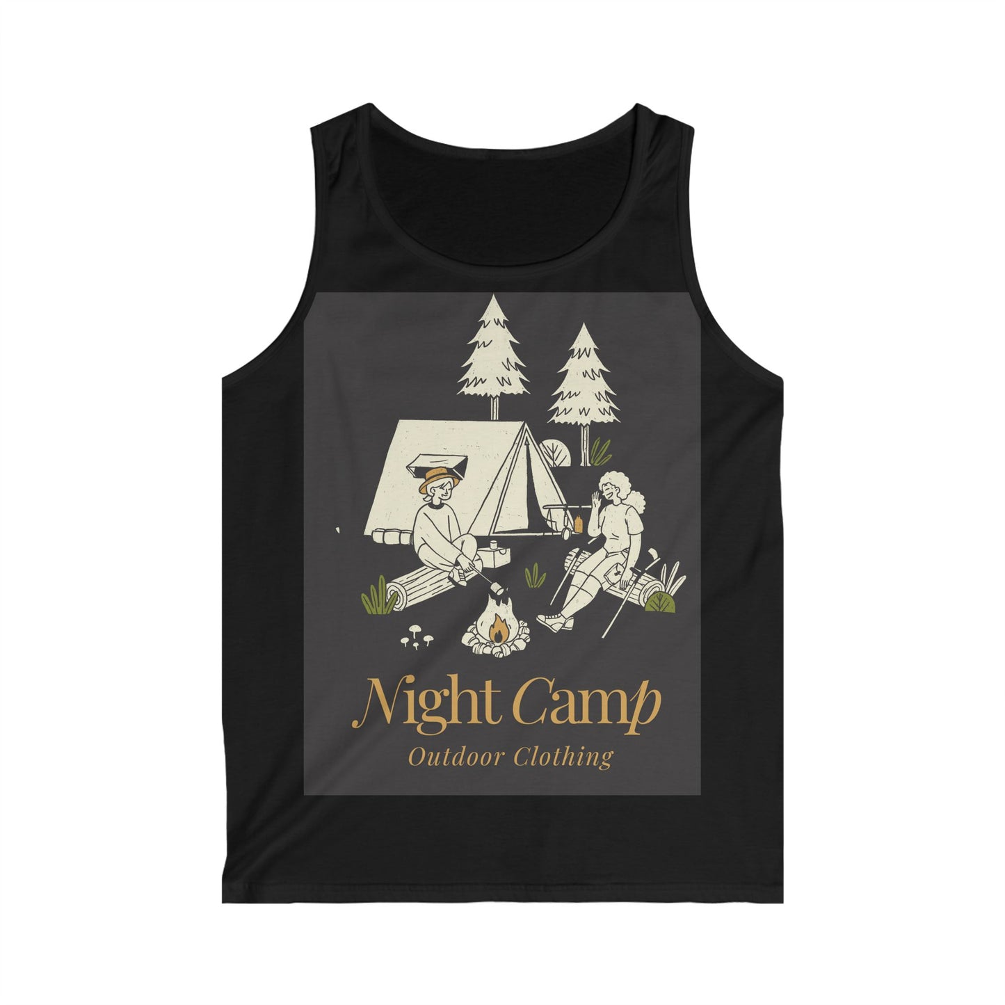 Night Camp Outdoor Men's Softstyle Tank Top, Camping Apparel, Summer Wear, Adventure Gear, Nature Lover Gift