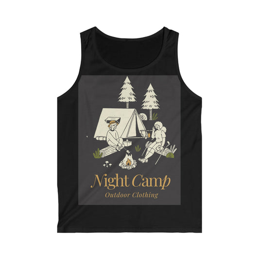 Night Camp Outdoor Men's Softstyle Tank Top, Camping Apparel, Summer Wear, Adventure Gear, Nature Lover Gift