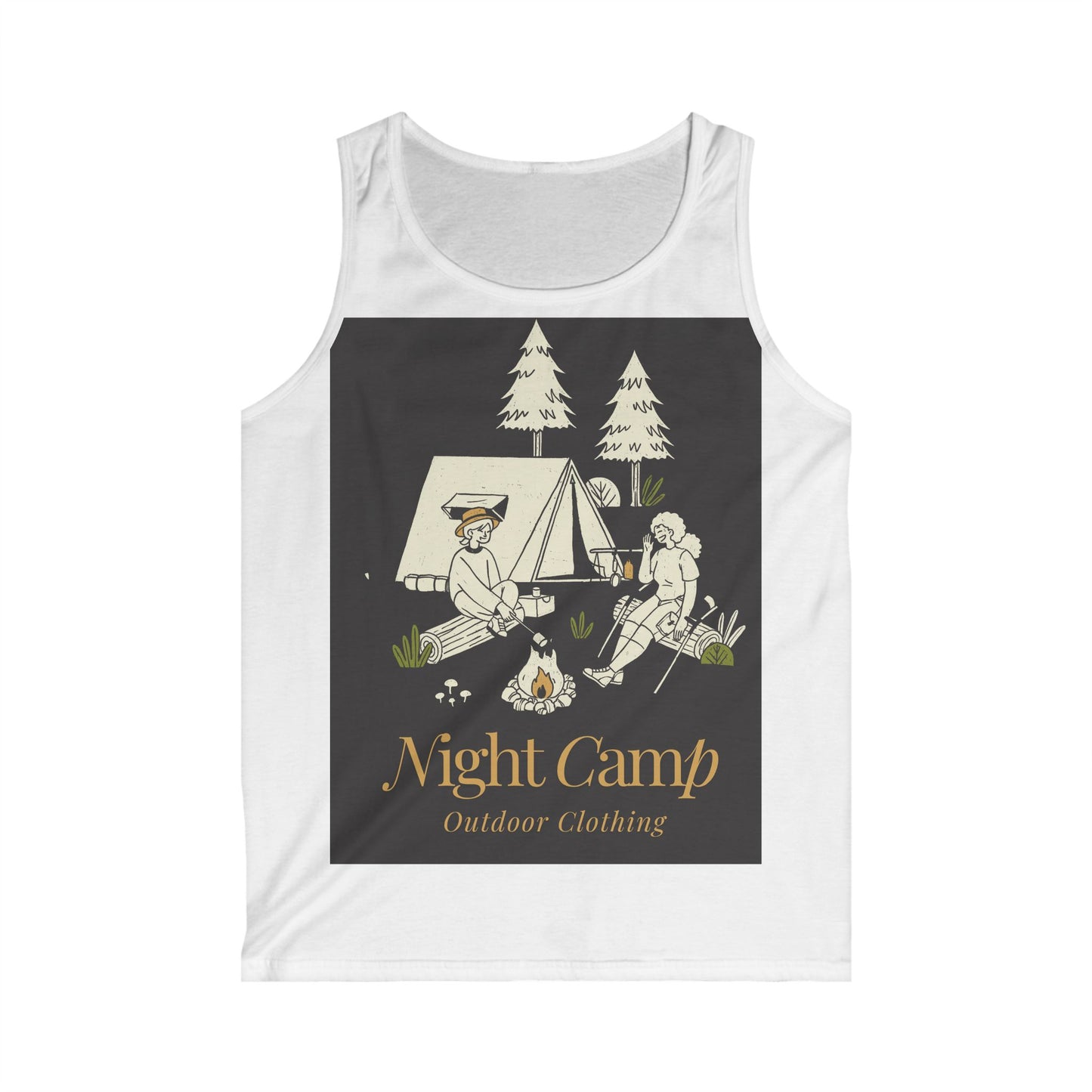 Night Camp Outdoor Men's Softstyle Tank Top, Camping Apparel, Summer Wear, Adventure Gear, Nature Lover Gift
