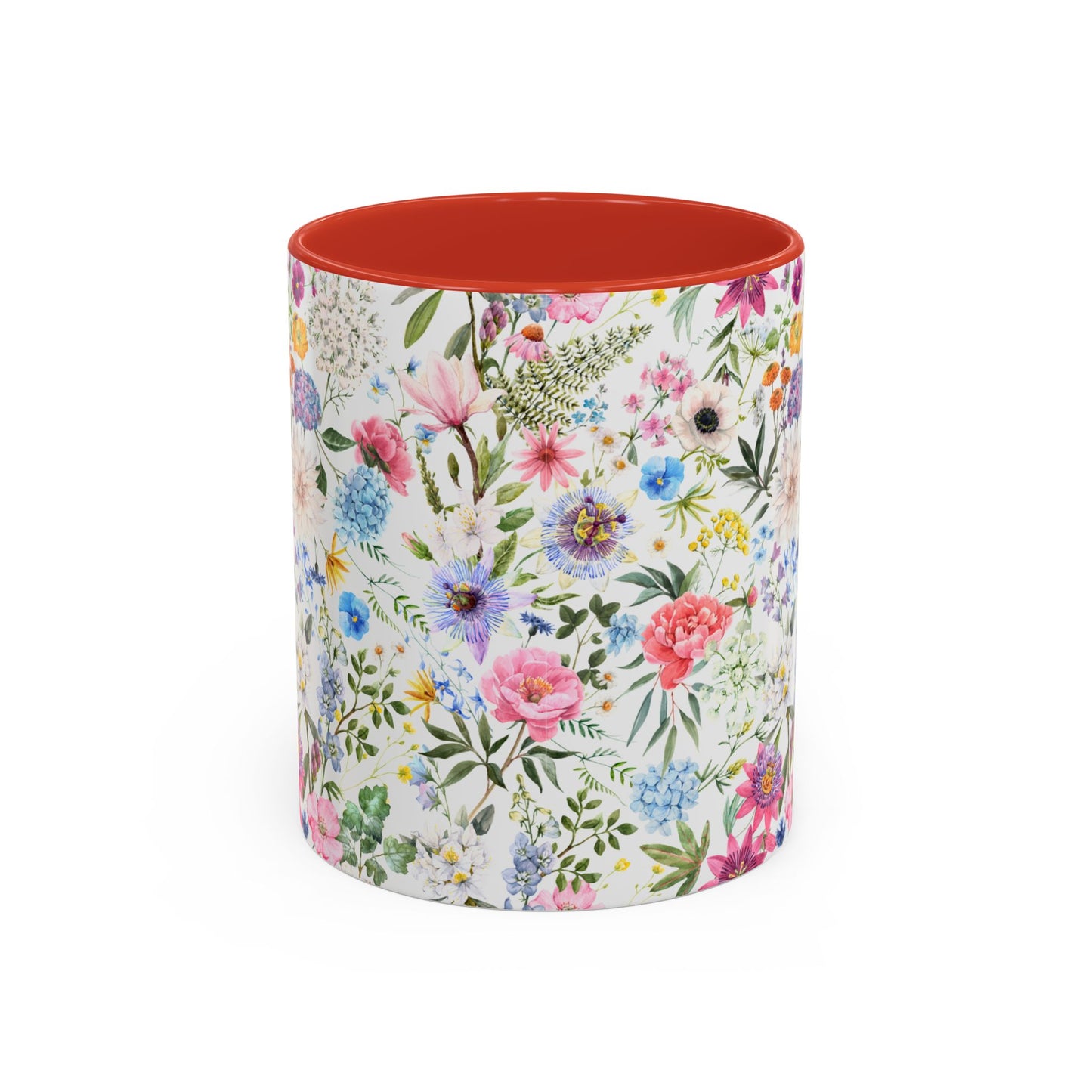 ‘Colourful Flowers’ Accent Coffee Mug (11, 15oz)