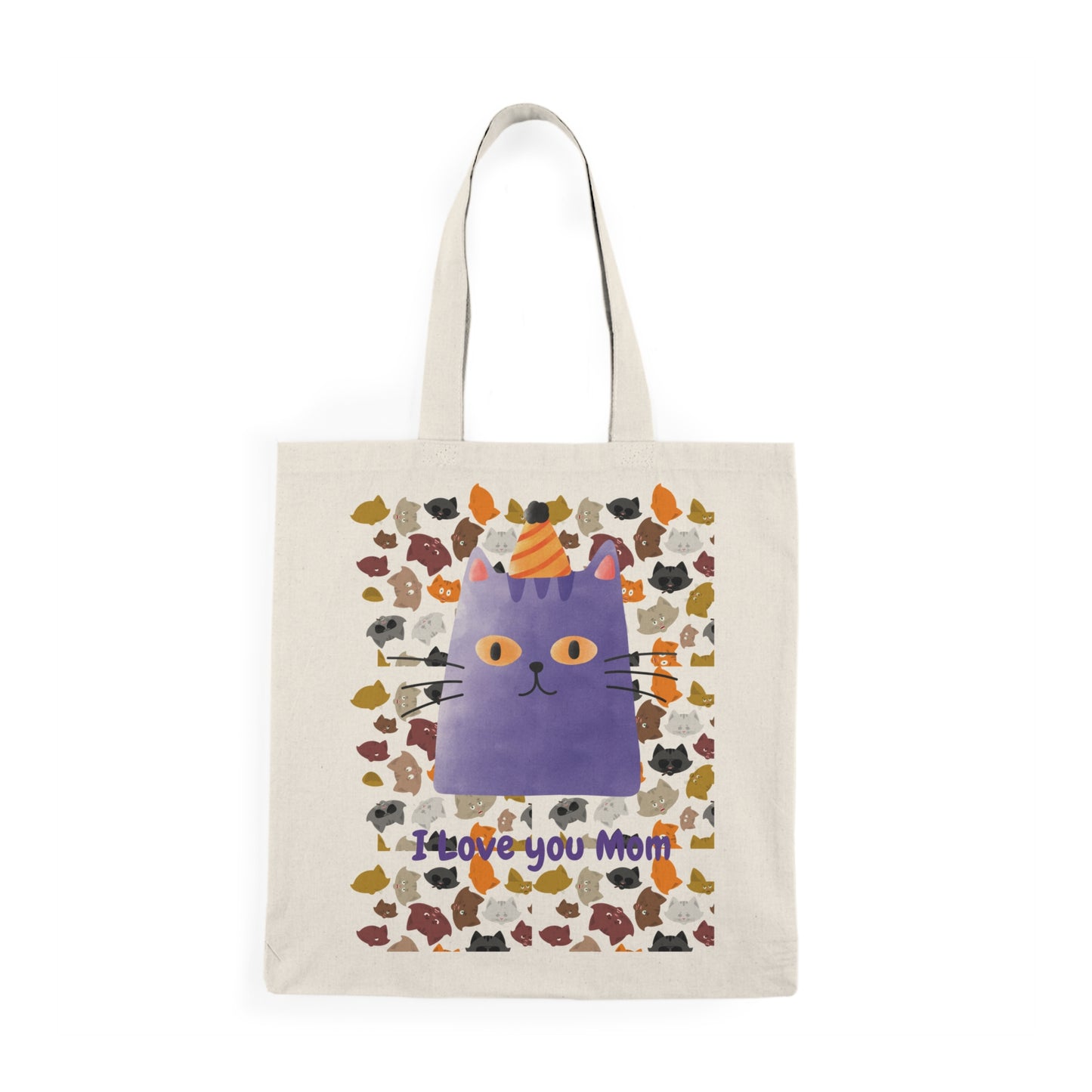 Cat-Themed Tote Bag - "I Love You Mom"