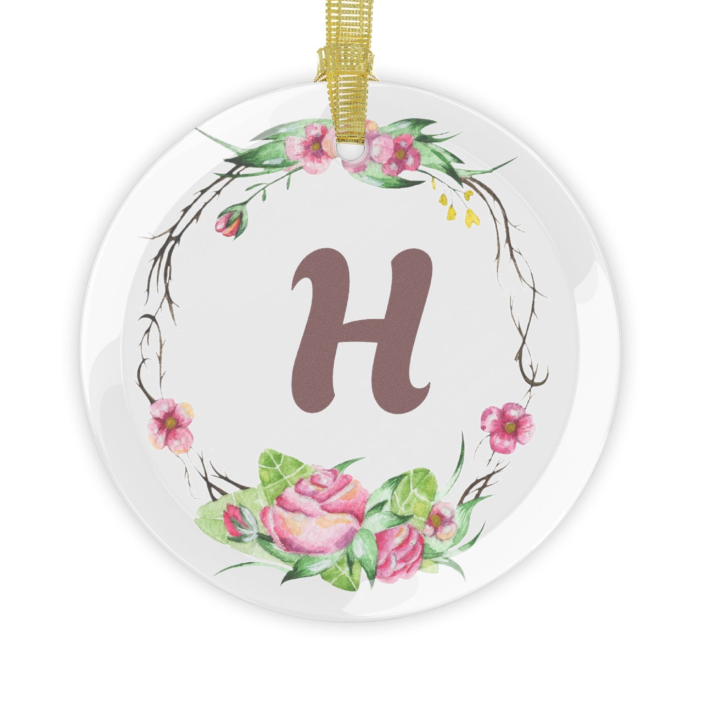 ‘H’ Initial Glass Ornaments