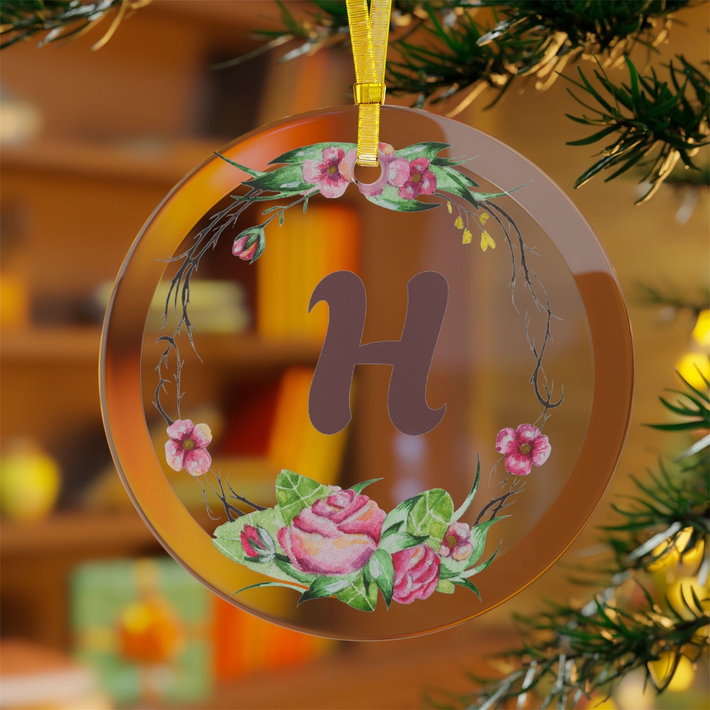 ‘H’ Initial Glass Ornaments