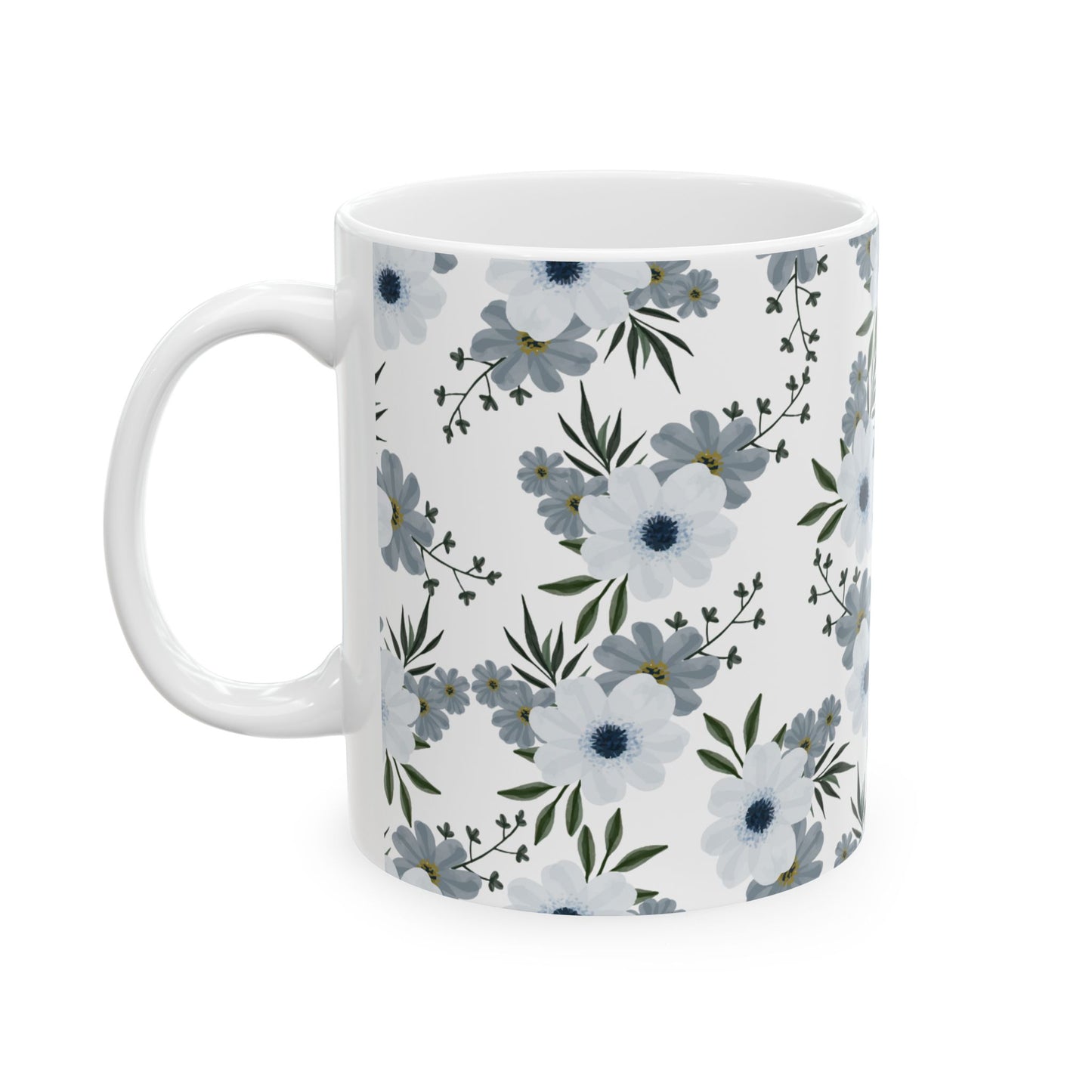 ‘Flowers & Leaves’ Ceramic Mug, (11oz, 15oz)