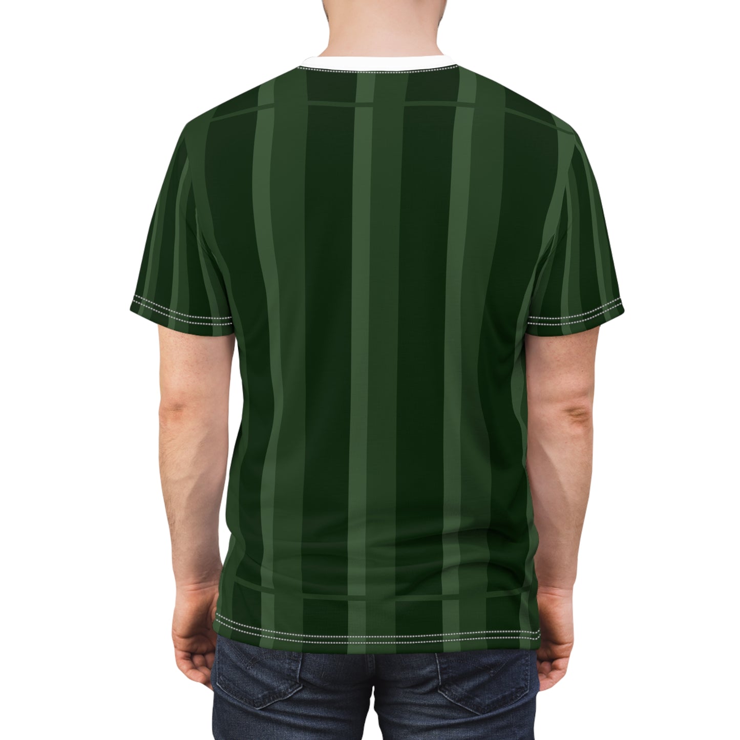 ‘Black & Dark Green Stripes’ Unisex Cut & Sew Tee (AOP)