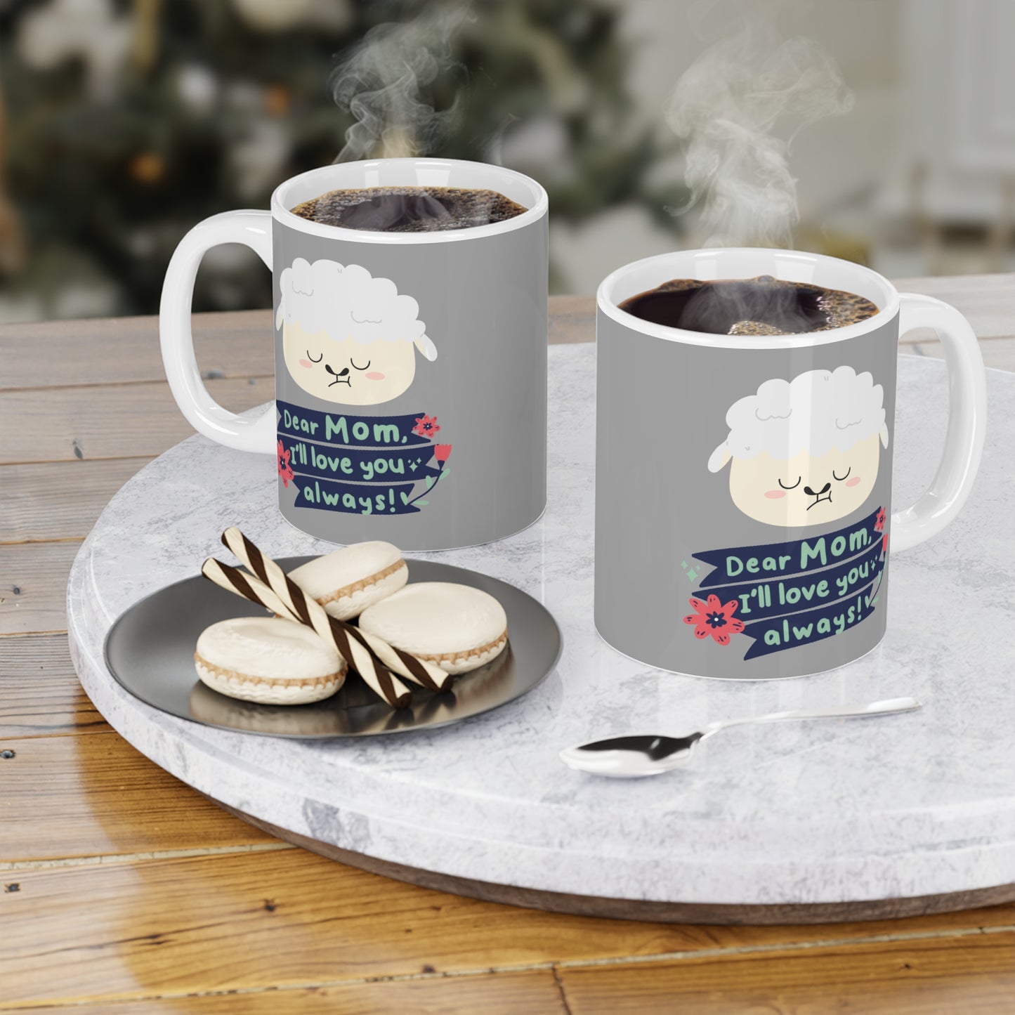 Cute Sheep Ceramic Mug - "Dear Mom, I'll Love You Always!" - Perfect Gift for Mother's Day