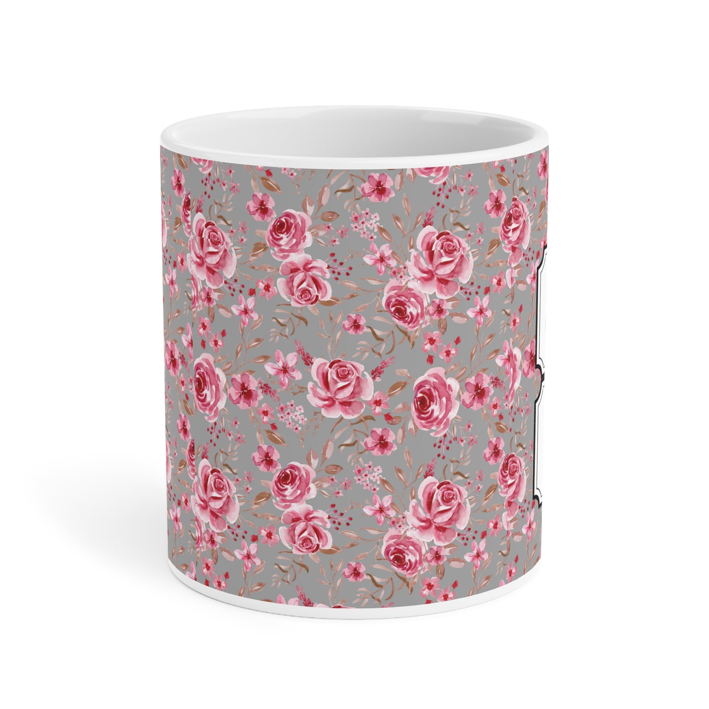 Floral Ceramic Mug - Elegant Rose Pattern for Coffee Lovers