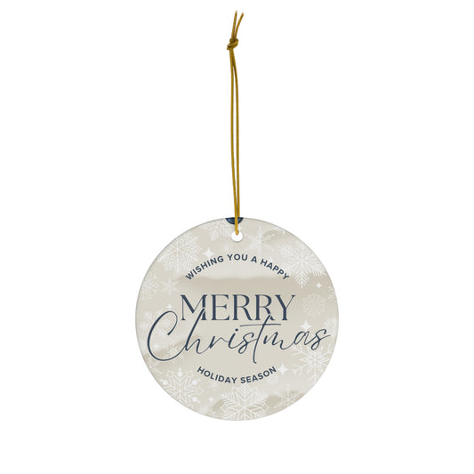 Merry Christmas Ceramic Ornament – Round Holiday Tree Decoration