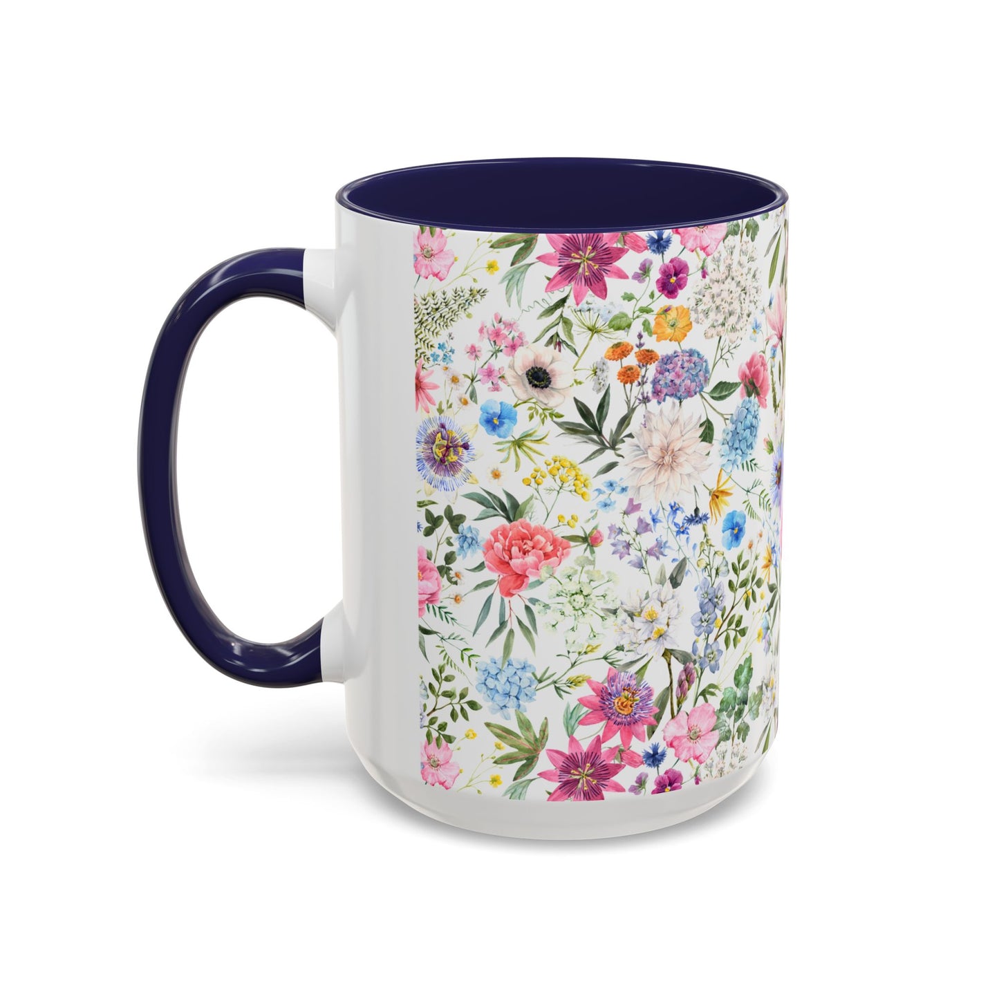 ‘Colourful Flowers’ Accent Coffee Mug (11, 15oz)