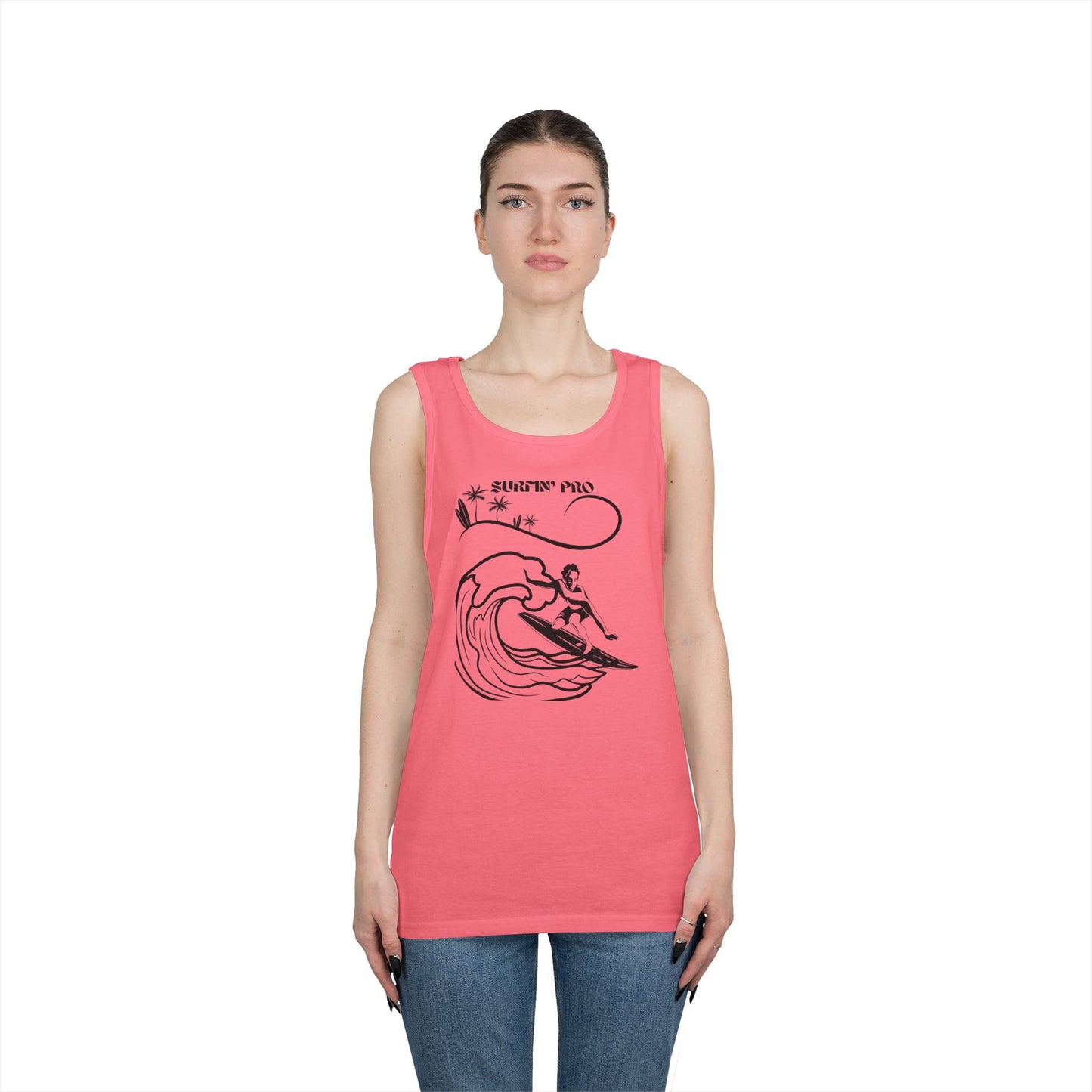 Surfing Vibes Tank Top, Unisex Cotton Sleeveless Shirt for Summer, Beach Wear, Surfing Gifts, Casual Holiday Top