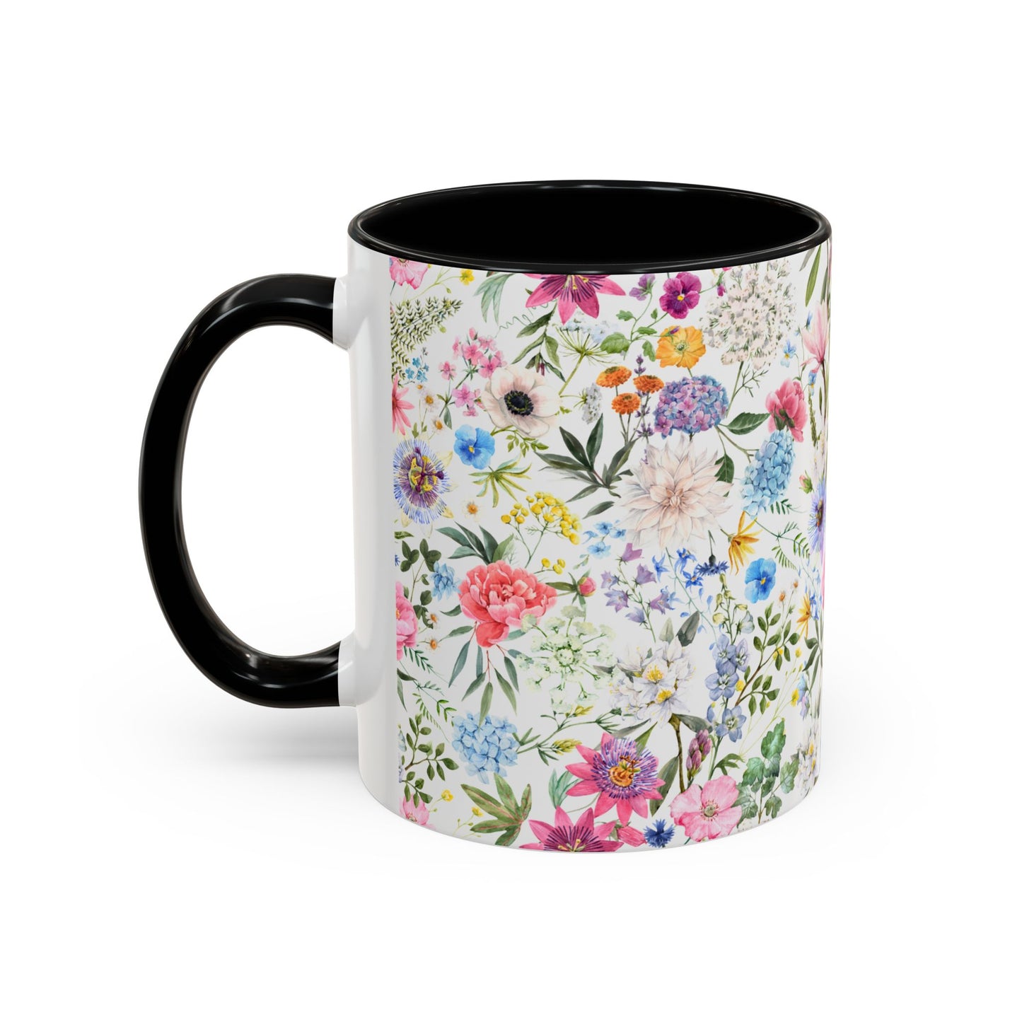 ‘Colourful Flowers’ Accent Coffee Mug (11, 15oz)