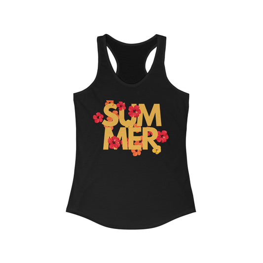 Summer Floral Women's Racerback Tank, Beachwear Top, Casual Summer Shirt, Vacation Apparel, Floral Graphic Tee
