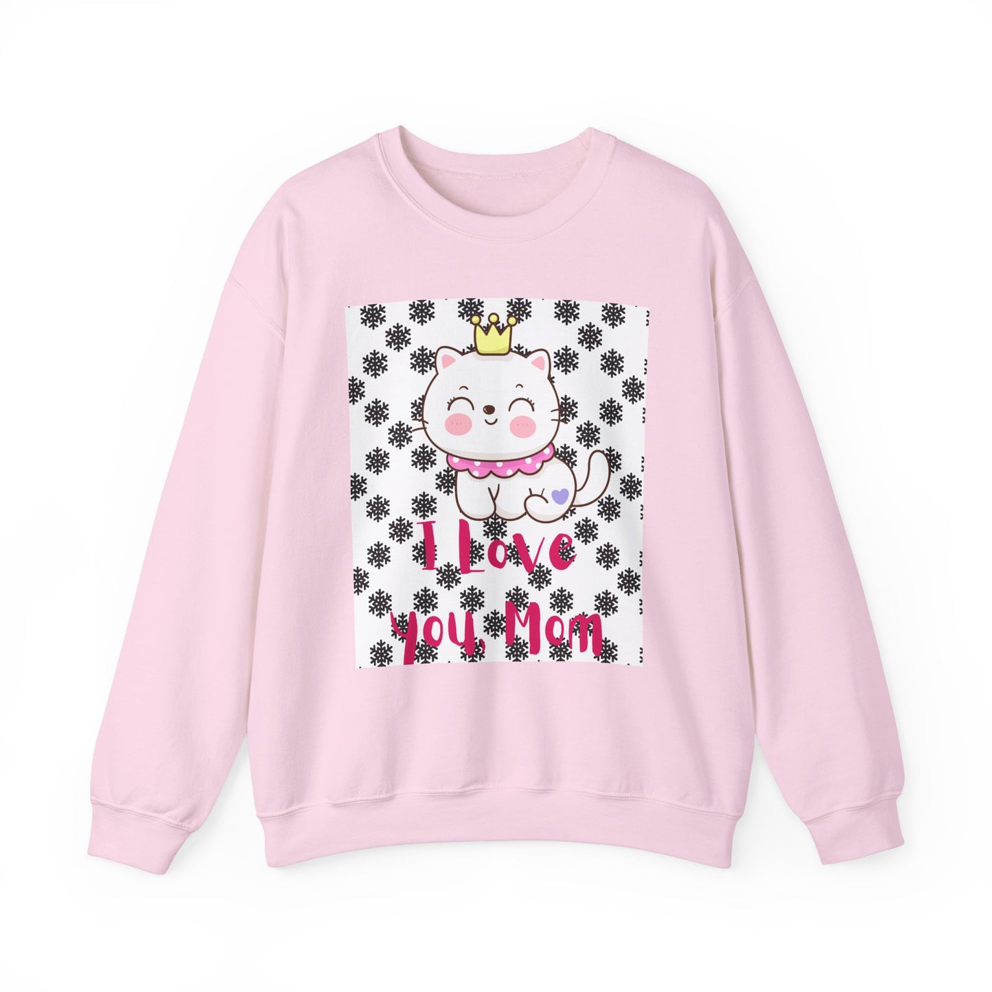 I Love You Mom Crewneck Sweatshirt - Cute Cat Design for Mother's Day