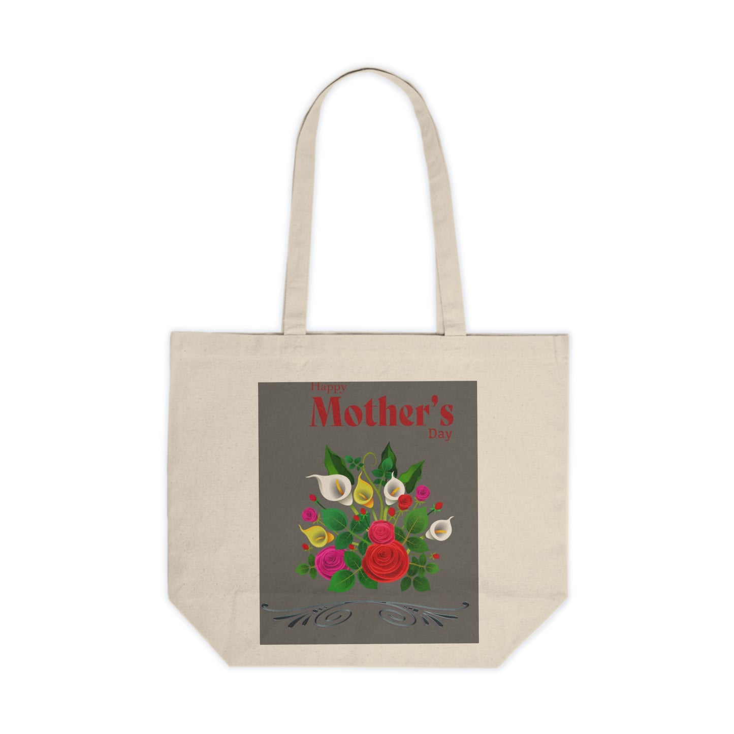 Happy Mother's Day Floral Canvas Shopping Tote - Eco-Friendly Gift for Moms