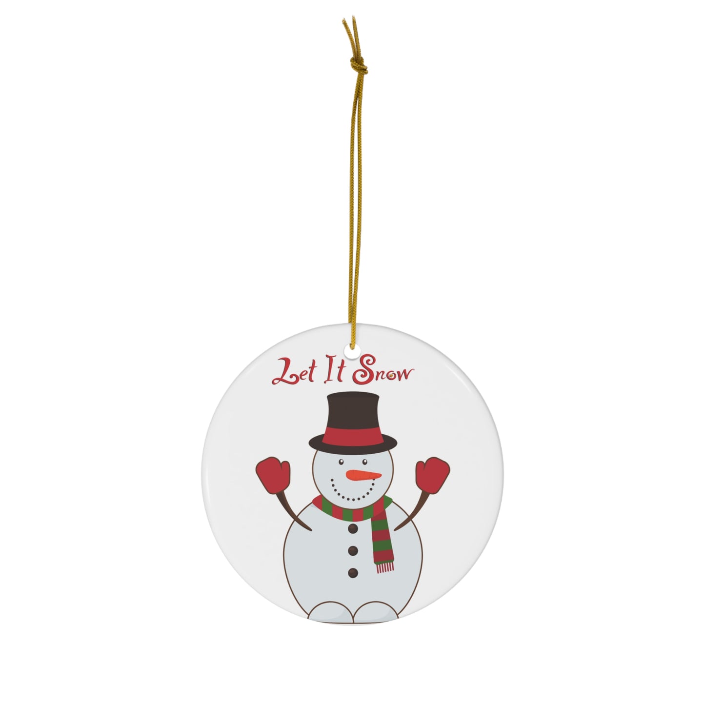 Let It Snow Snowman Ceramic Ornament — Holiday Tree Decoration