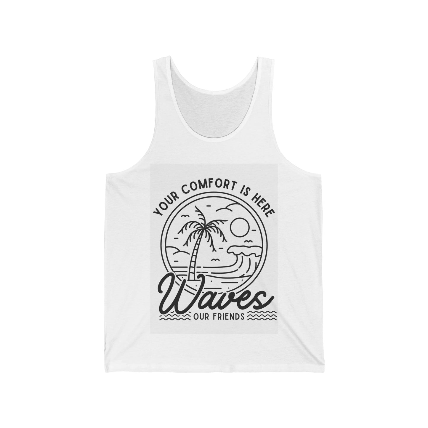 Beach Vibes Unisex Jersey Tank - Summer Wear, Vacation Outfit, Gift for Friends, Casual Style, Relaxed Fit