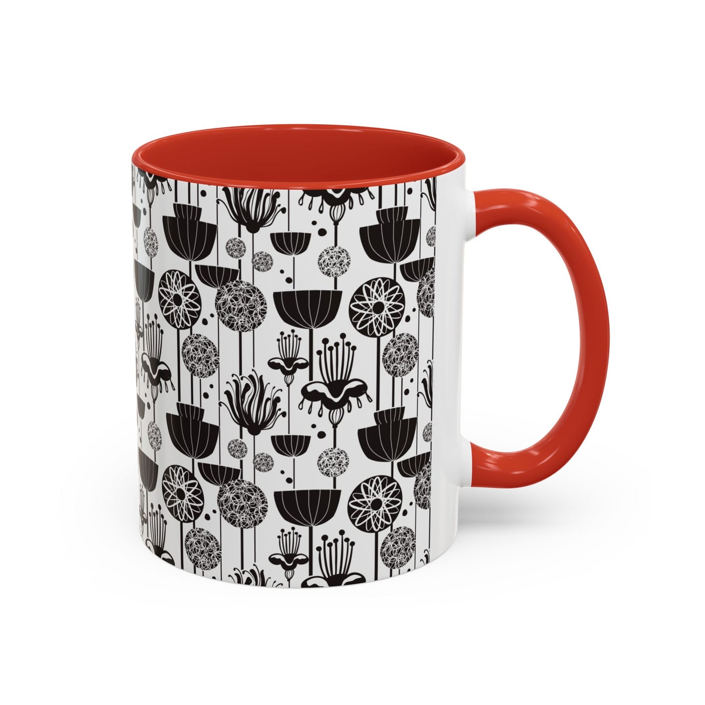 ‘Black & White Flowers’ Accent Coffee Mug (11, 15oz)