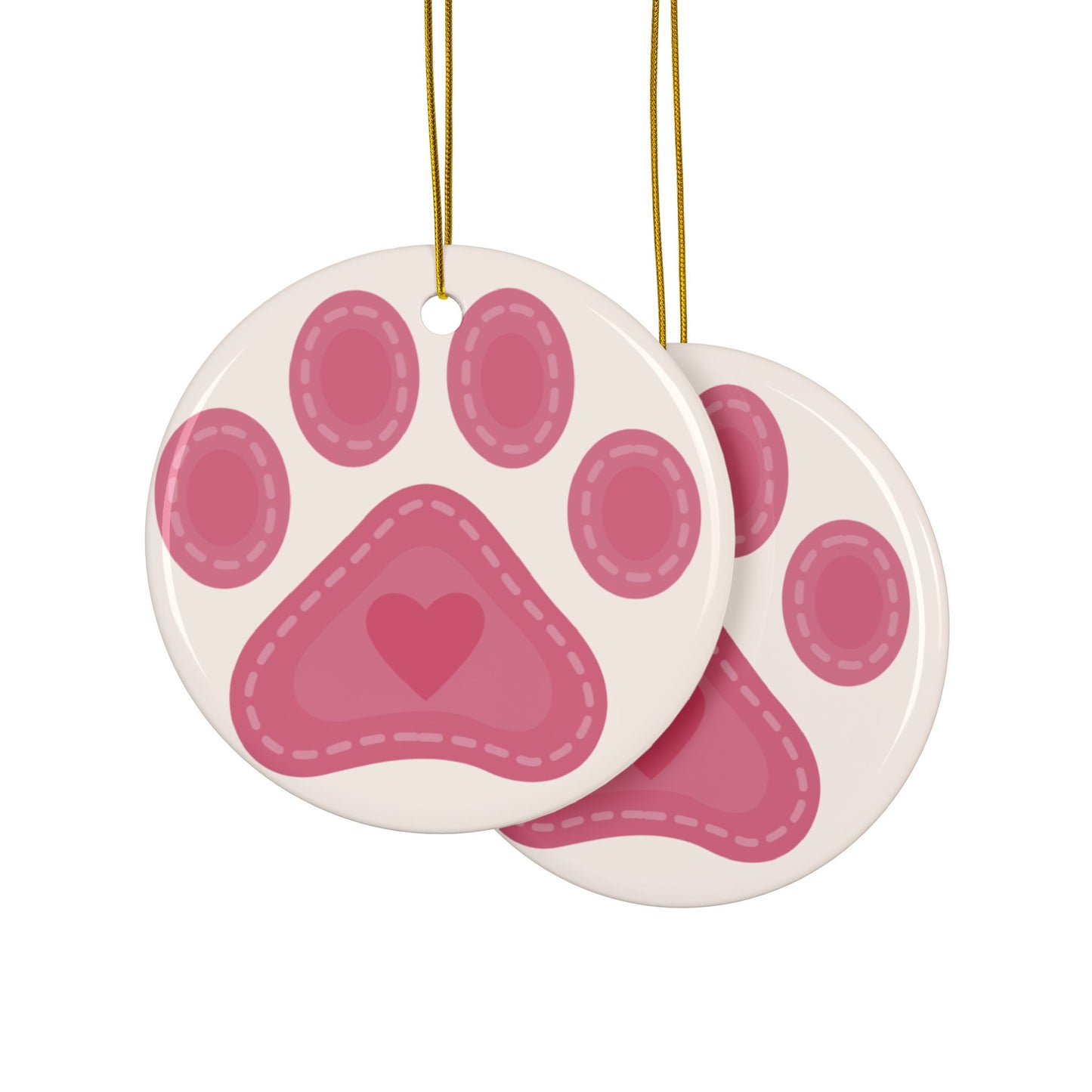 Pink Paw Print Ceramic Ornament