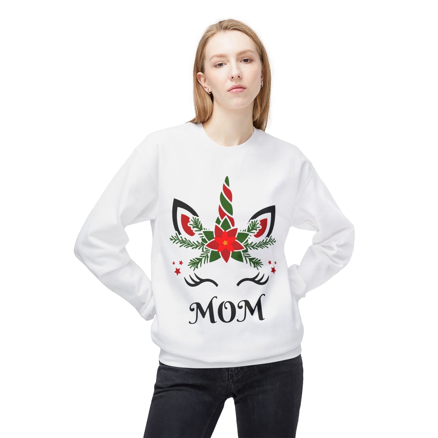 ‘MOM Christmas’Unisex Midweight Softstyle Fleece Crewneck Sweatshirt