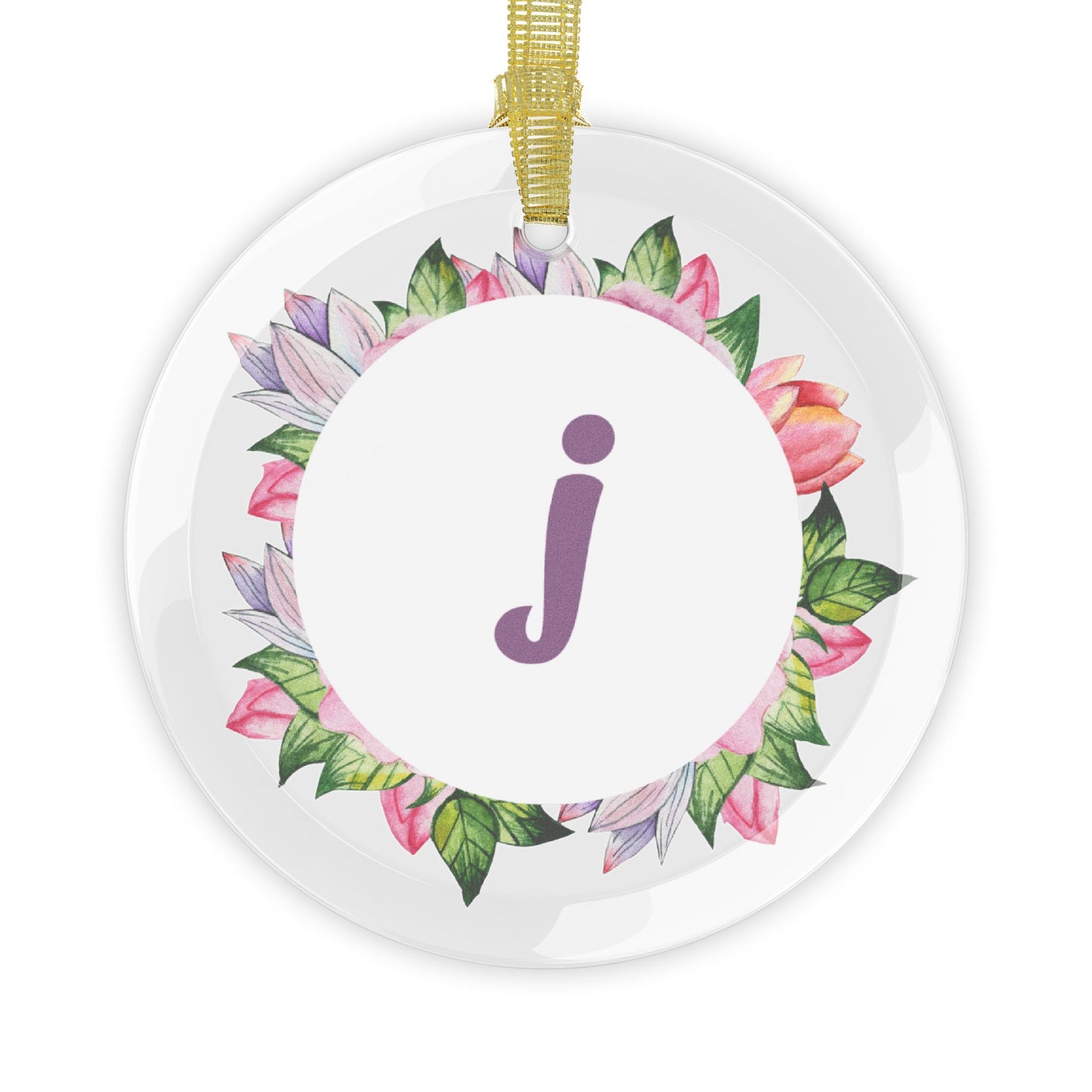 J’ Initial Glass Ornaments