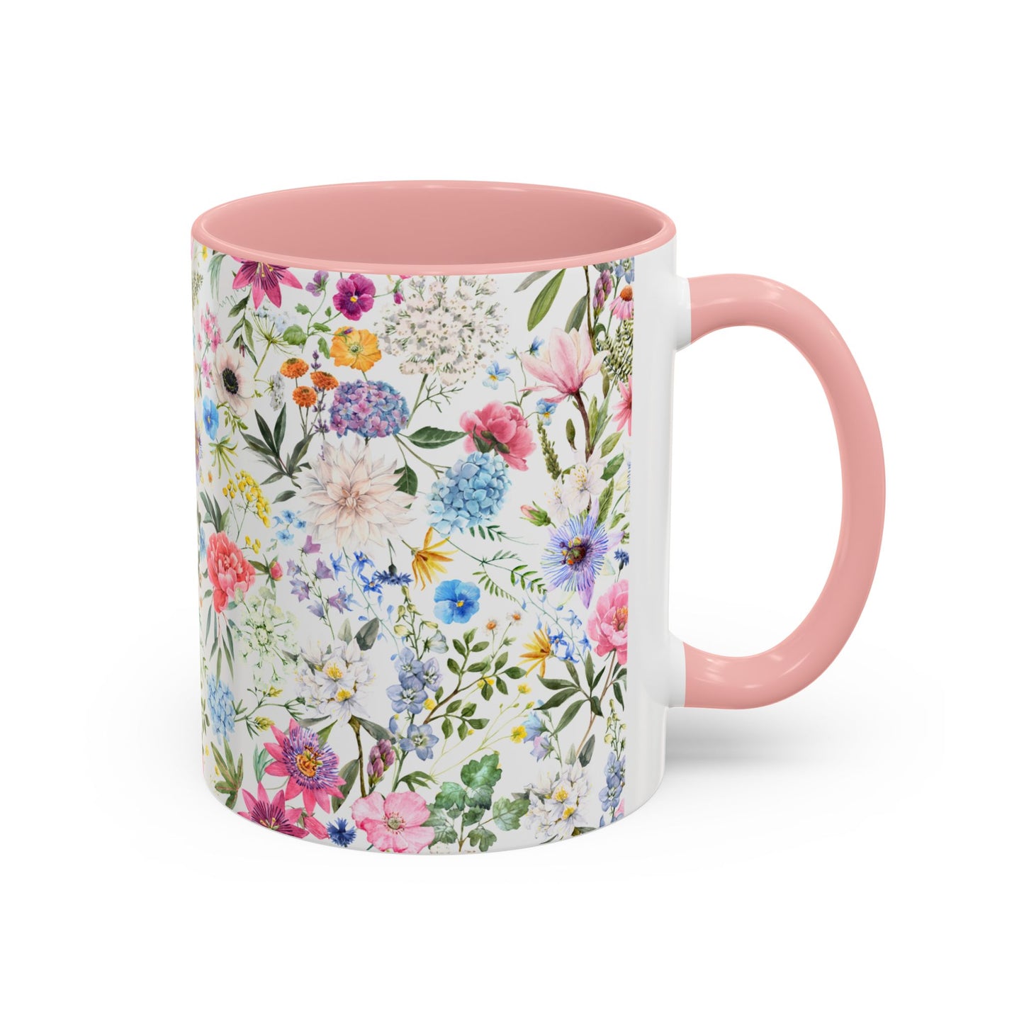 ‘Colourful Flowers’ Accent Coffee Mug (11, 15oz)